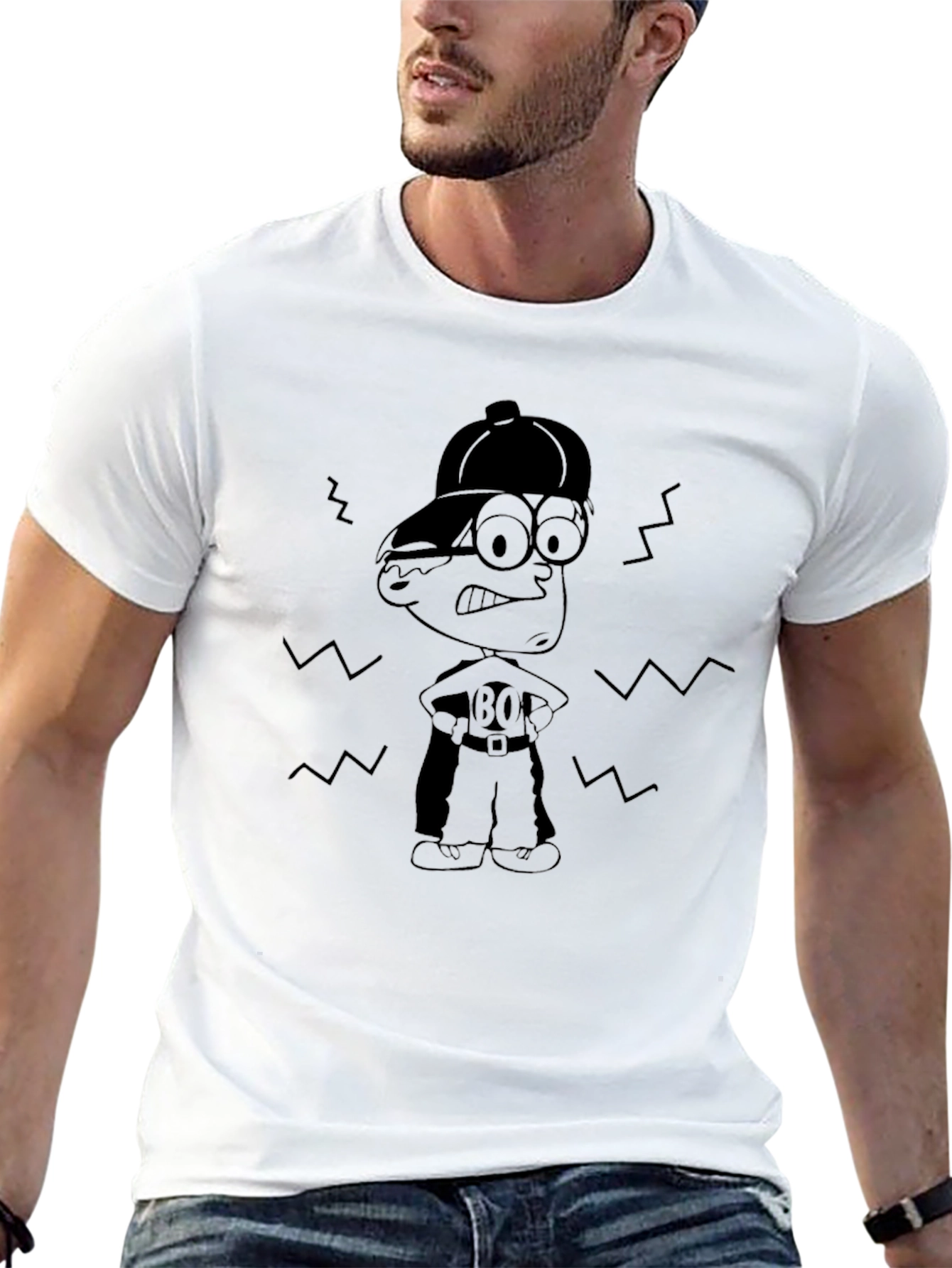 Retro Cartoon Character Black T-Shirt
