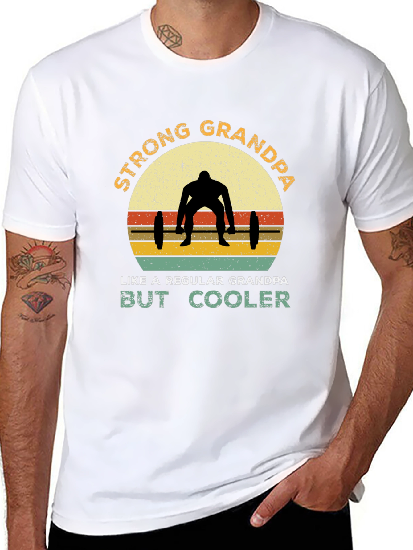 Strong Grandpa T-Shirt: Weightlifting Grandpa Design