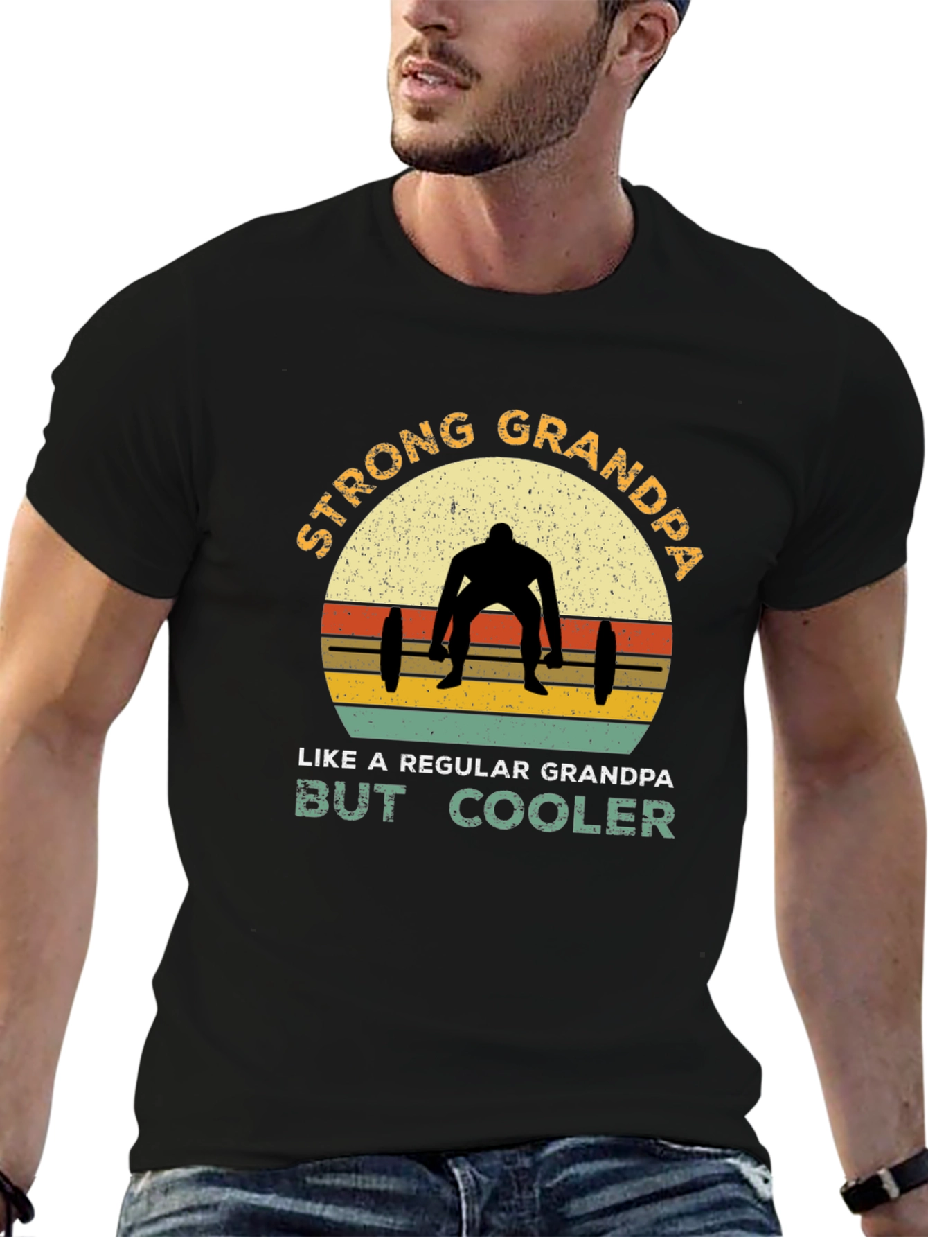 Strong Grandpa T-Shirt: Weightlifting Grandpa Design
