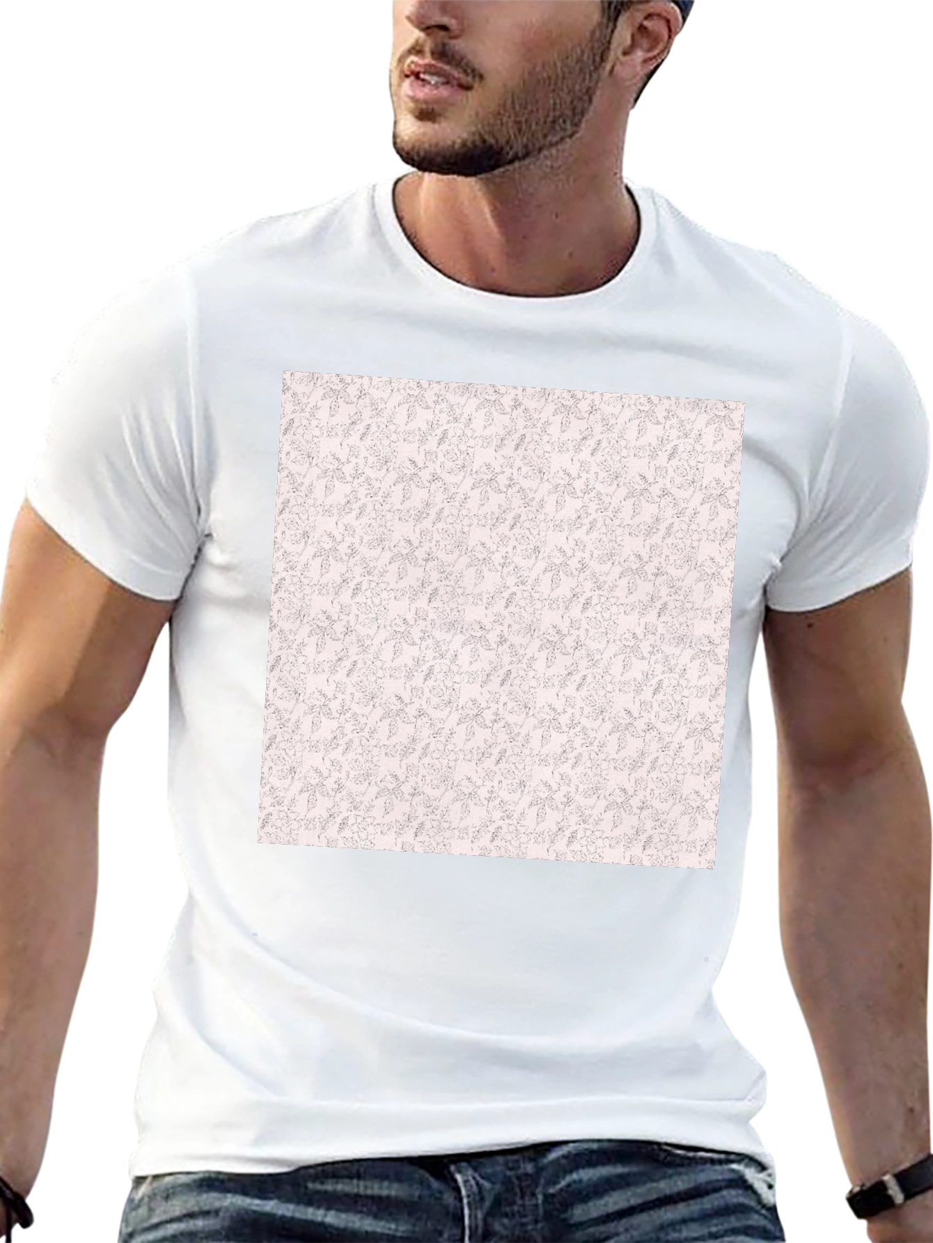 Black Tee with Floral Pattern Print