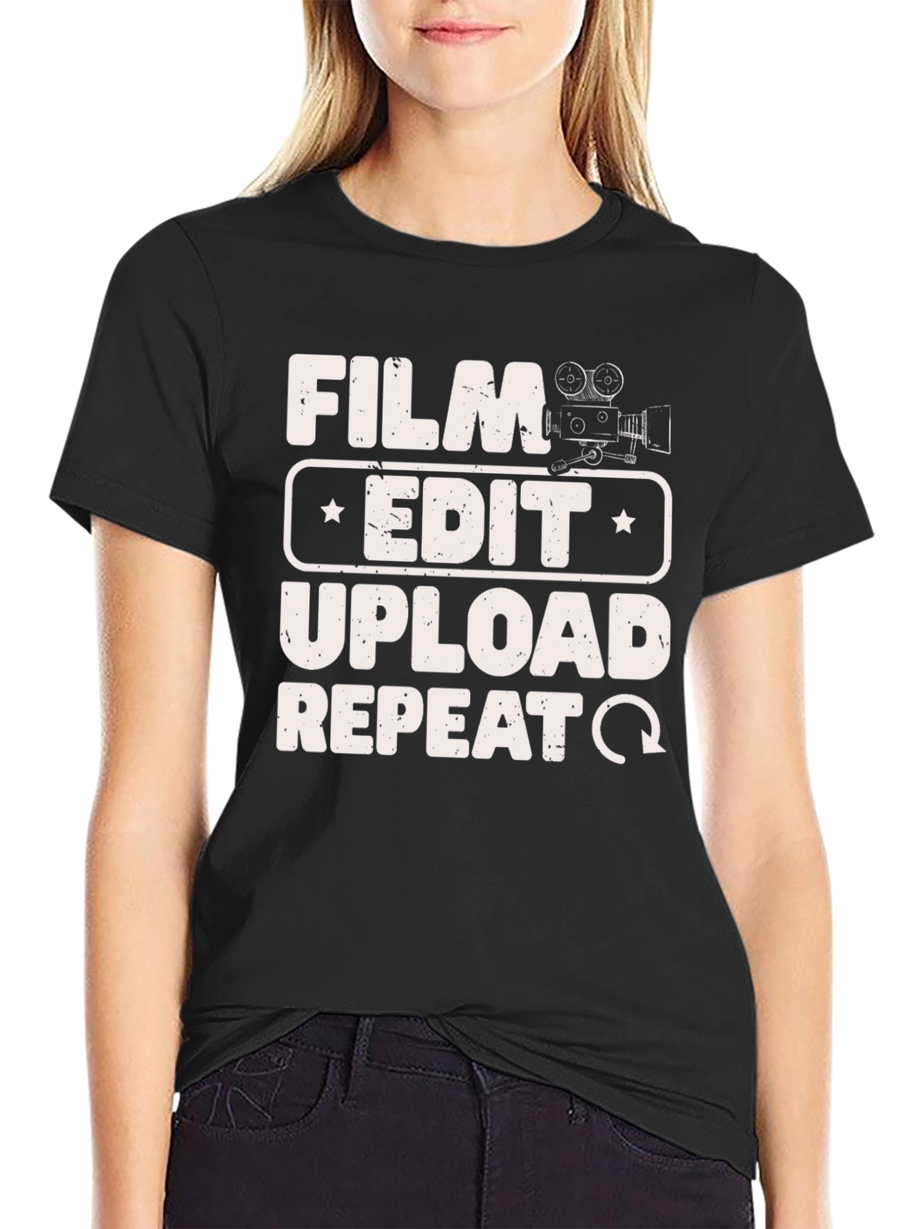 Film Edit Upload Repeat T-Shirt - Filmmaker Gift