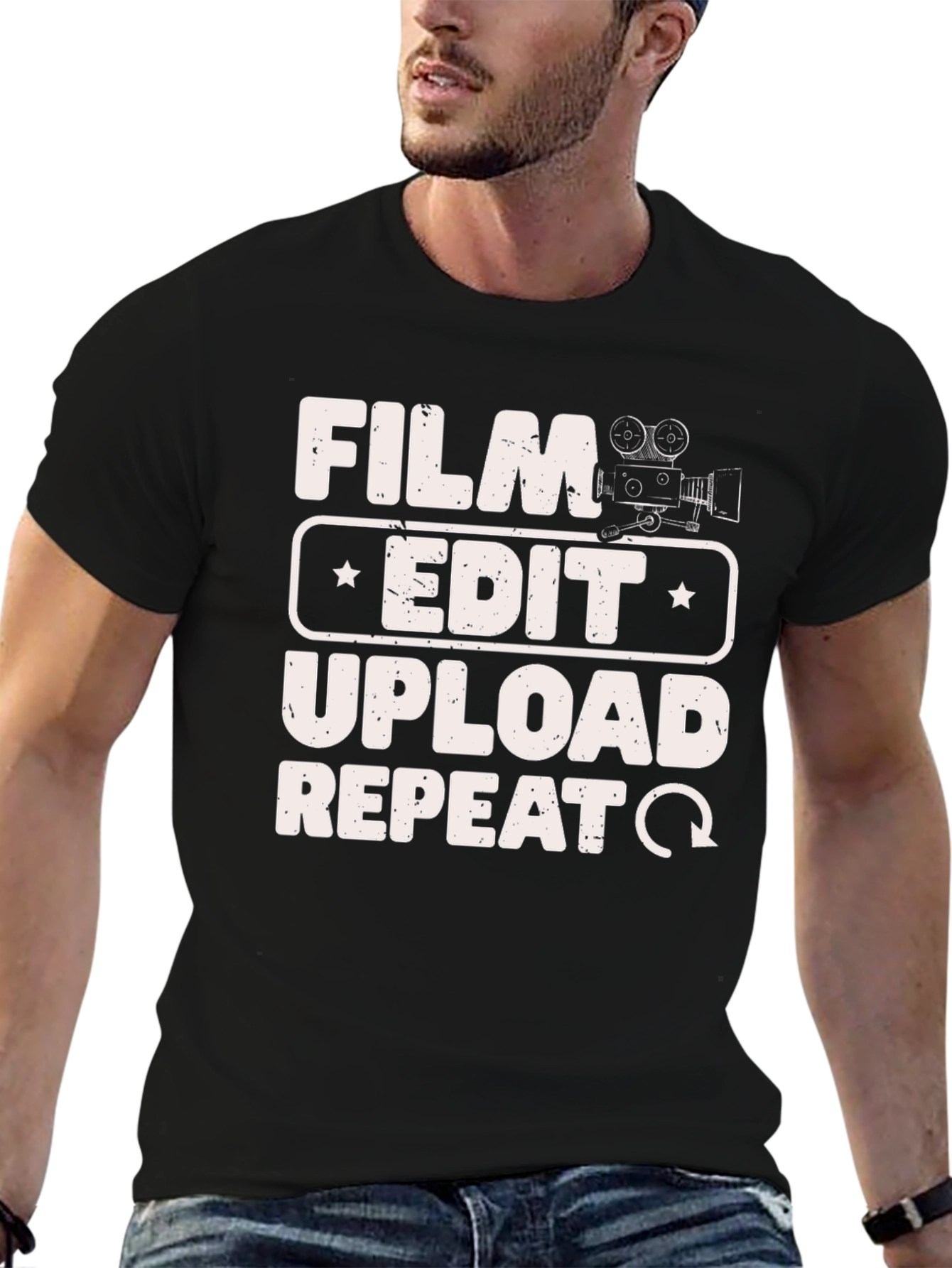Film Edit Upload Repeat T-Shirt - Filmmaker Gift