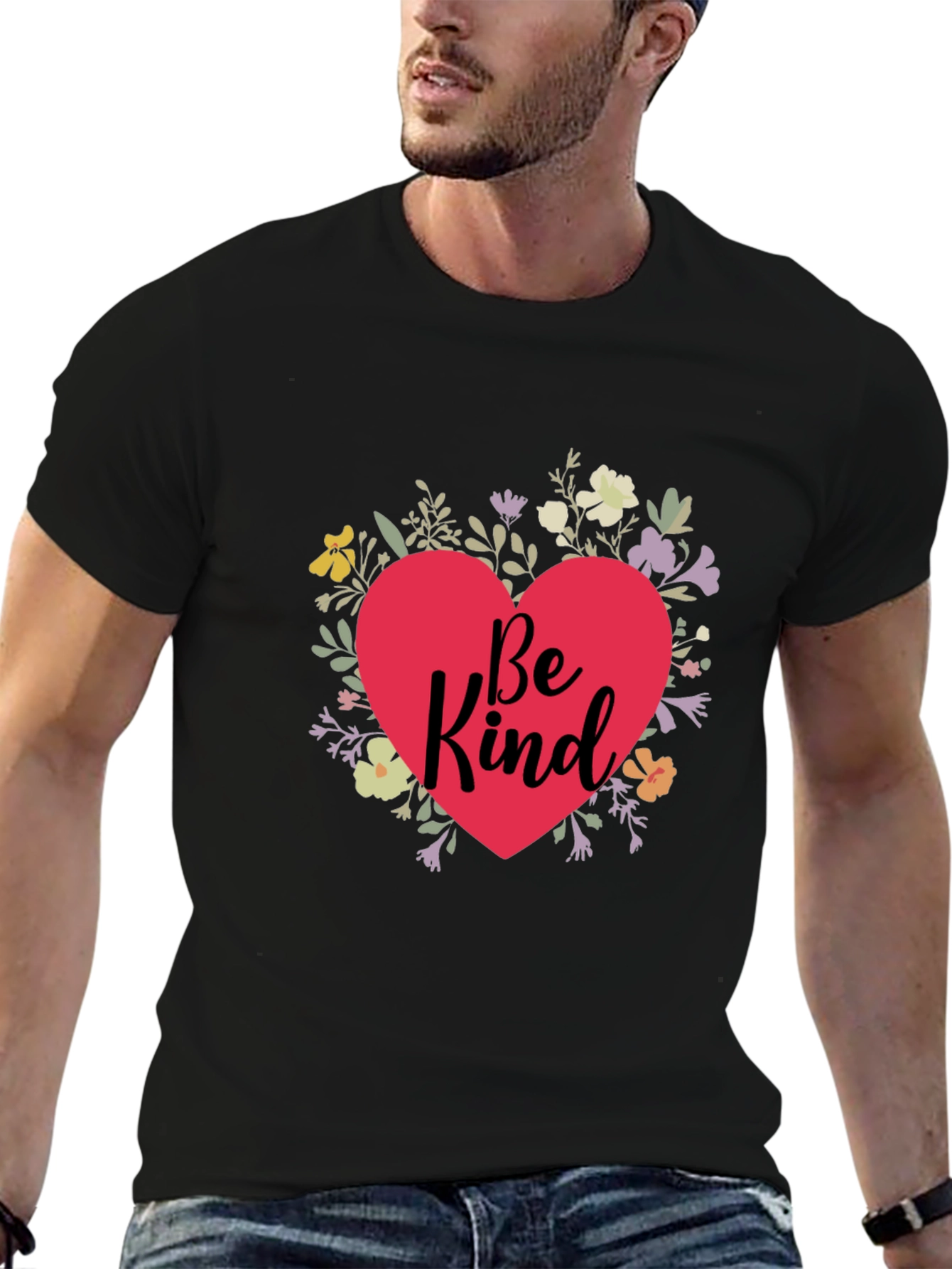 Be Kind Floral Heart Graphic T-Shirt