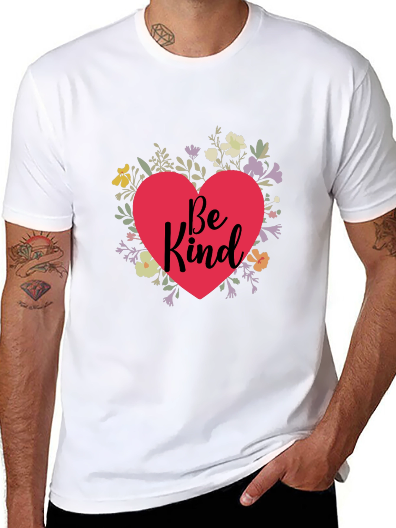 Be Kind Floral Heart Graphic T-Shirt