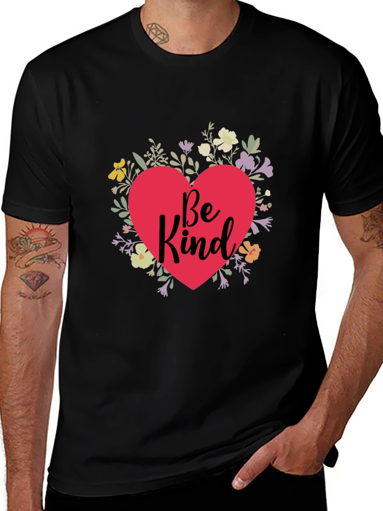 Be Kind Floral Heart Graphic T-Shirt