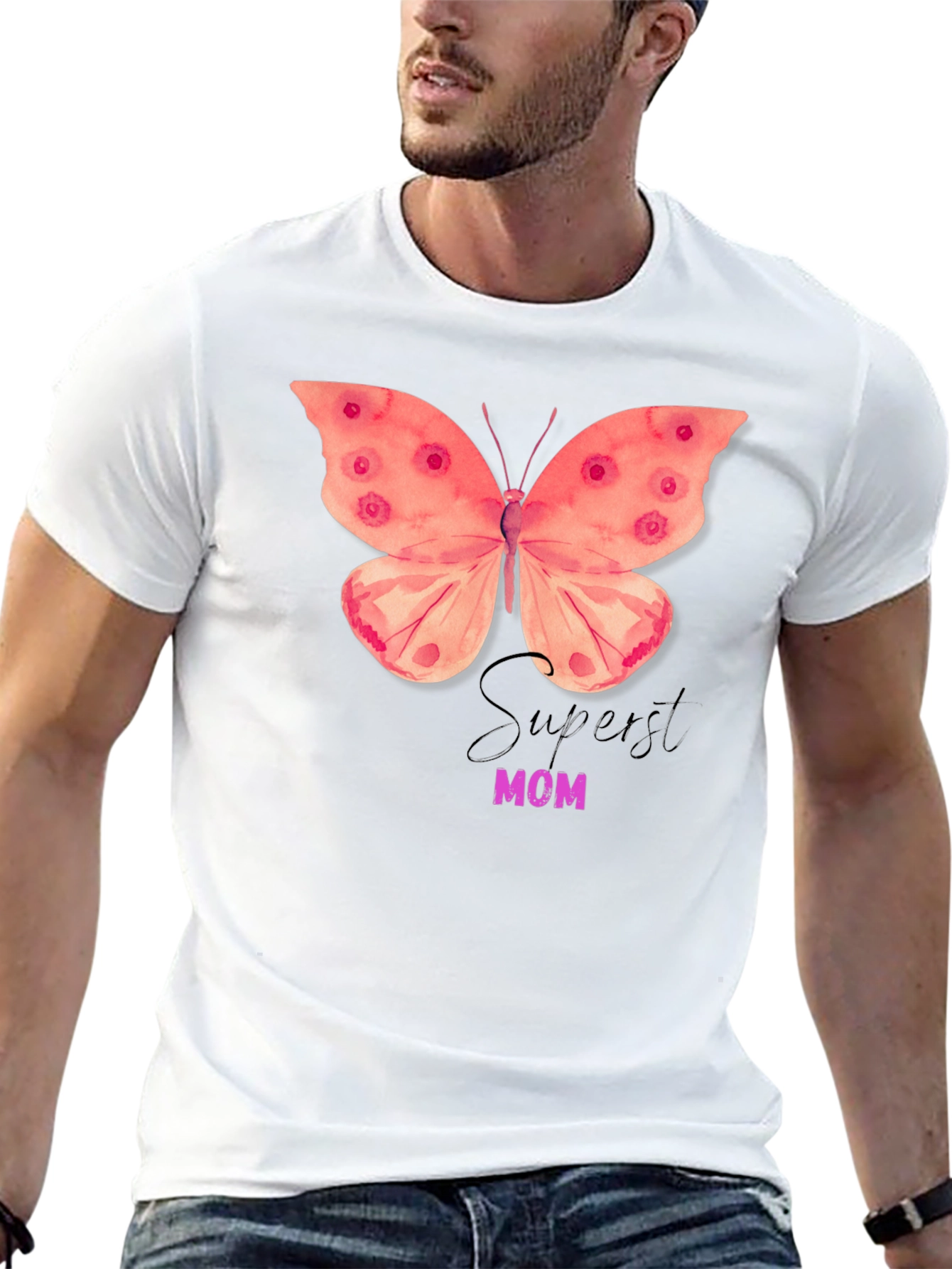 Superst Mom Butterfly Graphic T-Shirt