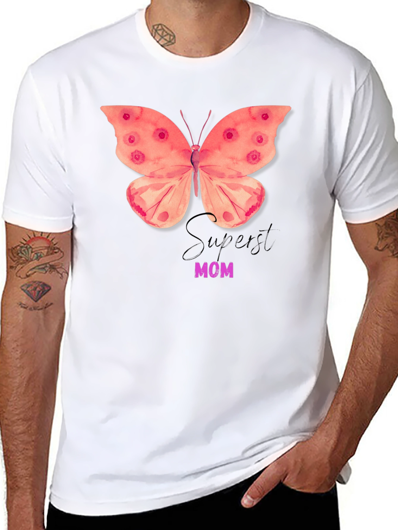 Superst Mom Butterfly Graphic T-Shirt