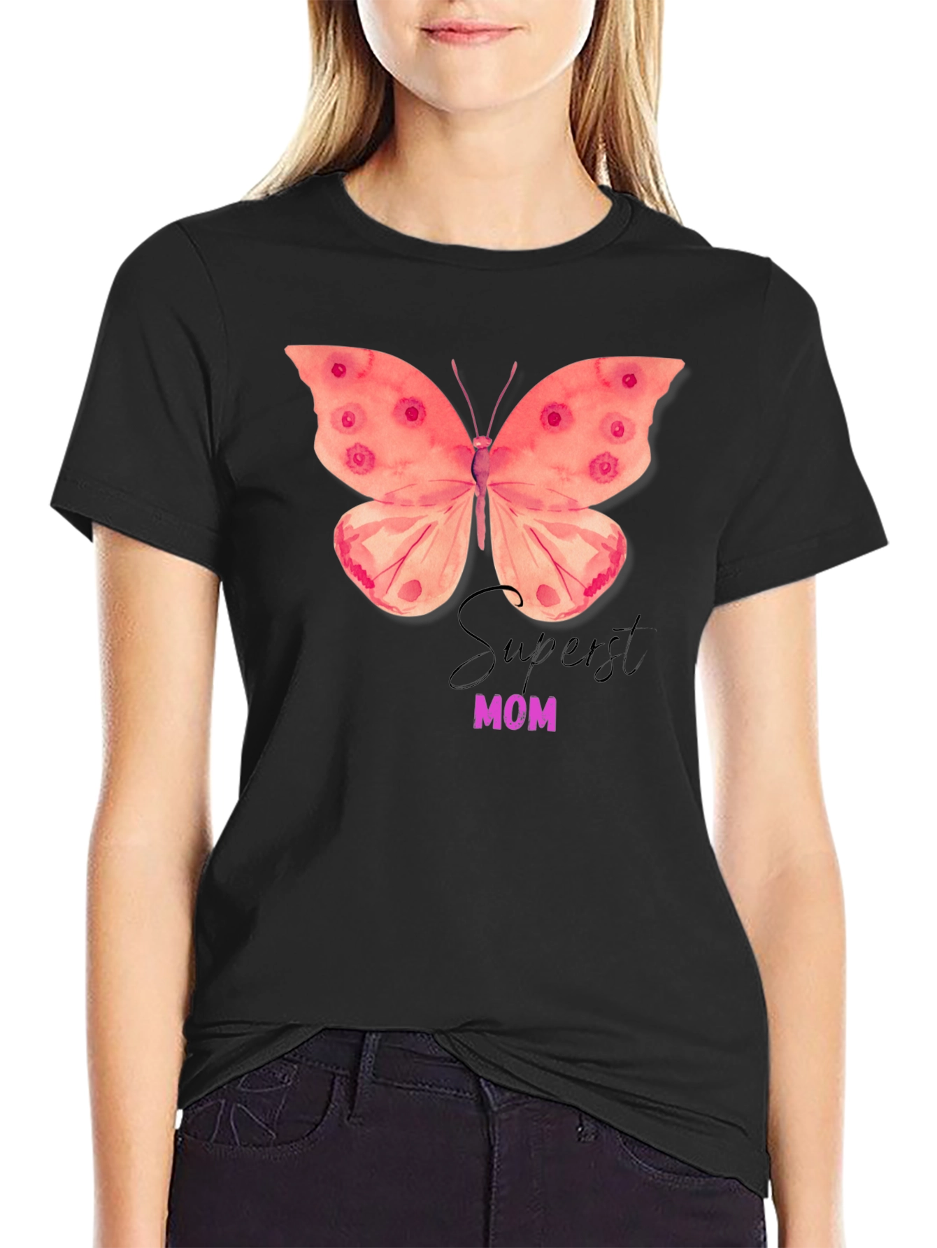 Superst Mom Butterfly Graphic T-Shirt