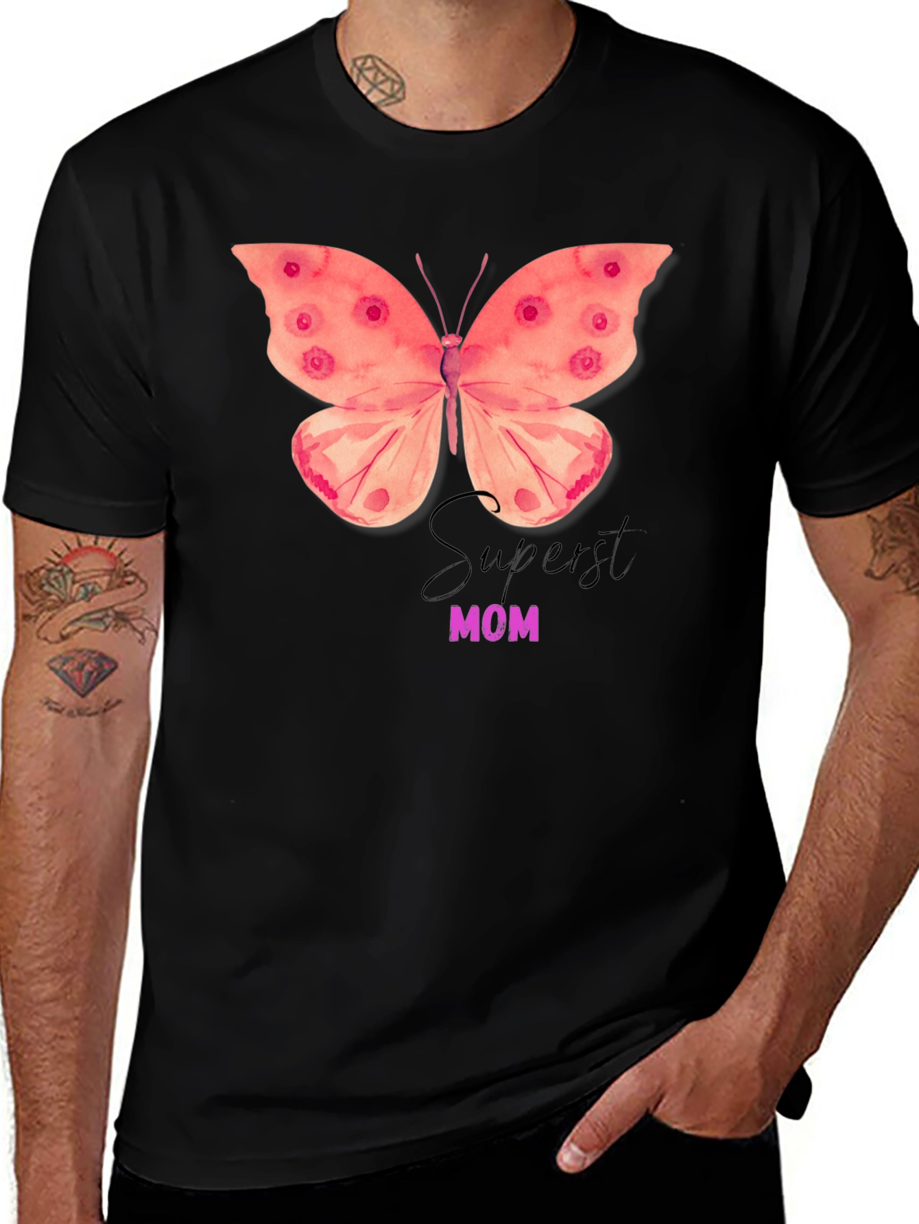 Superst Mom Butterfly Graphic T-Shirt