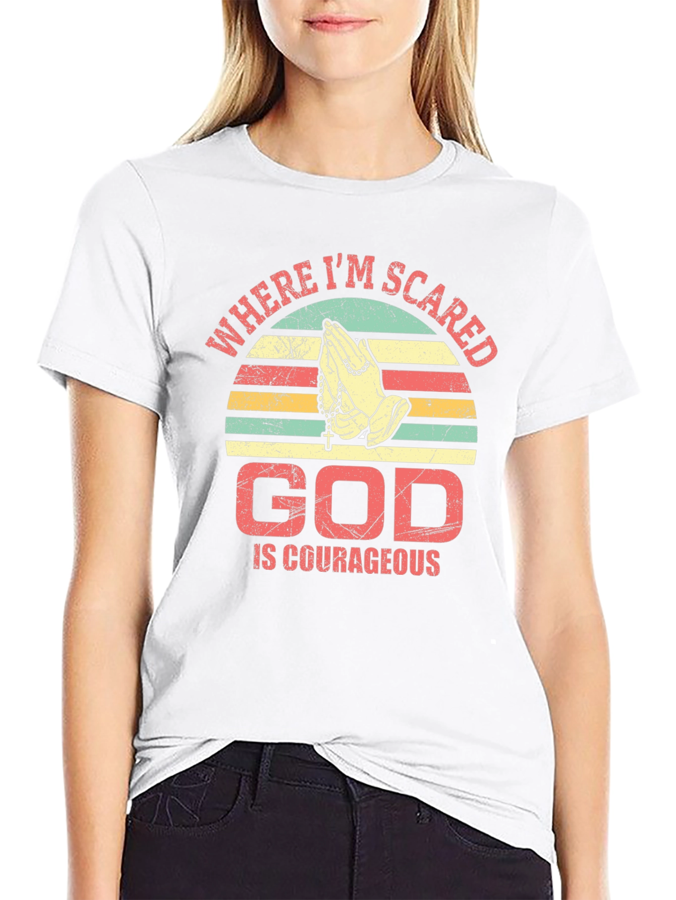 God Is Courageous T-Shirt Religious Faith Prayer Tee