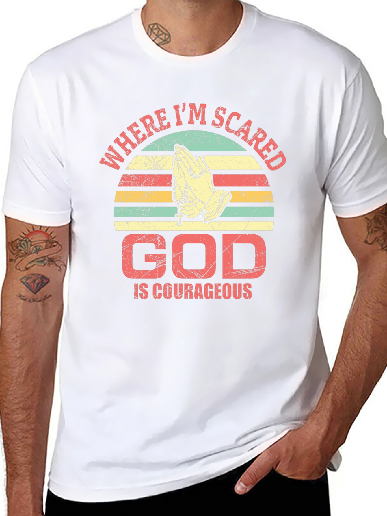 God Is Courageous T-Shirt Religious Faith Prayer Tee