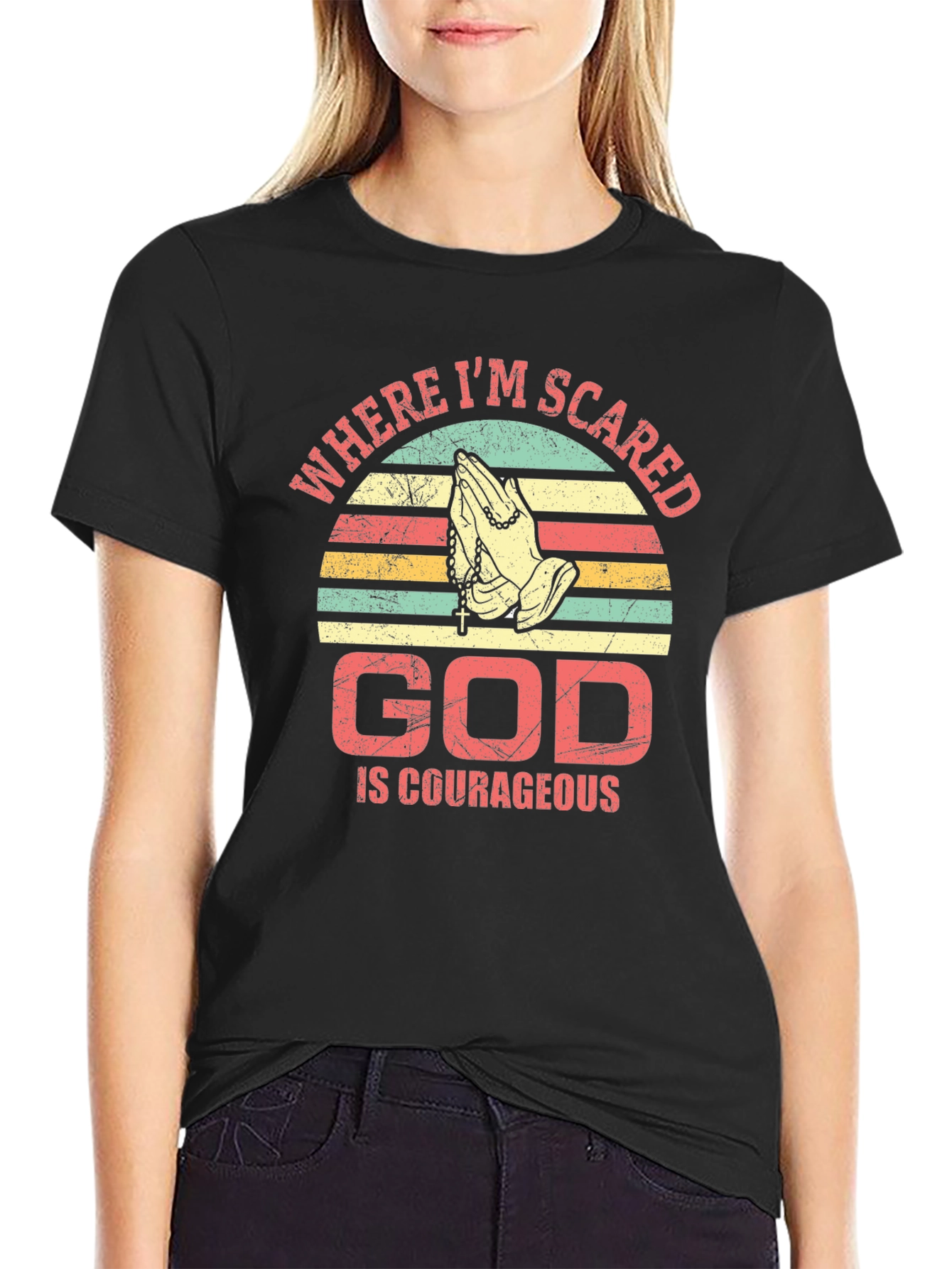 God Is Courageous T-Shirt Religious Faith Prayer Tee