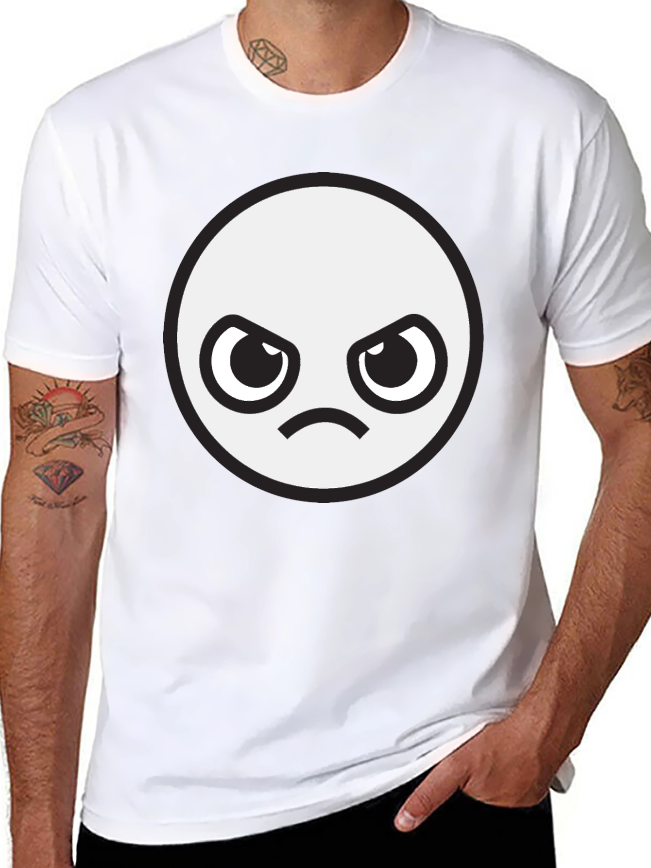 Angry Face Graphic Black T-Shirt