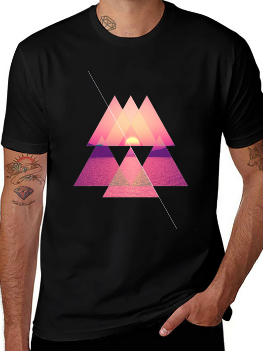 Geometric Sunset T-Shirt - Modern Design