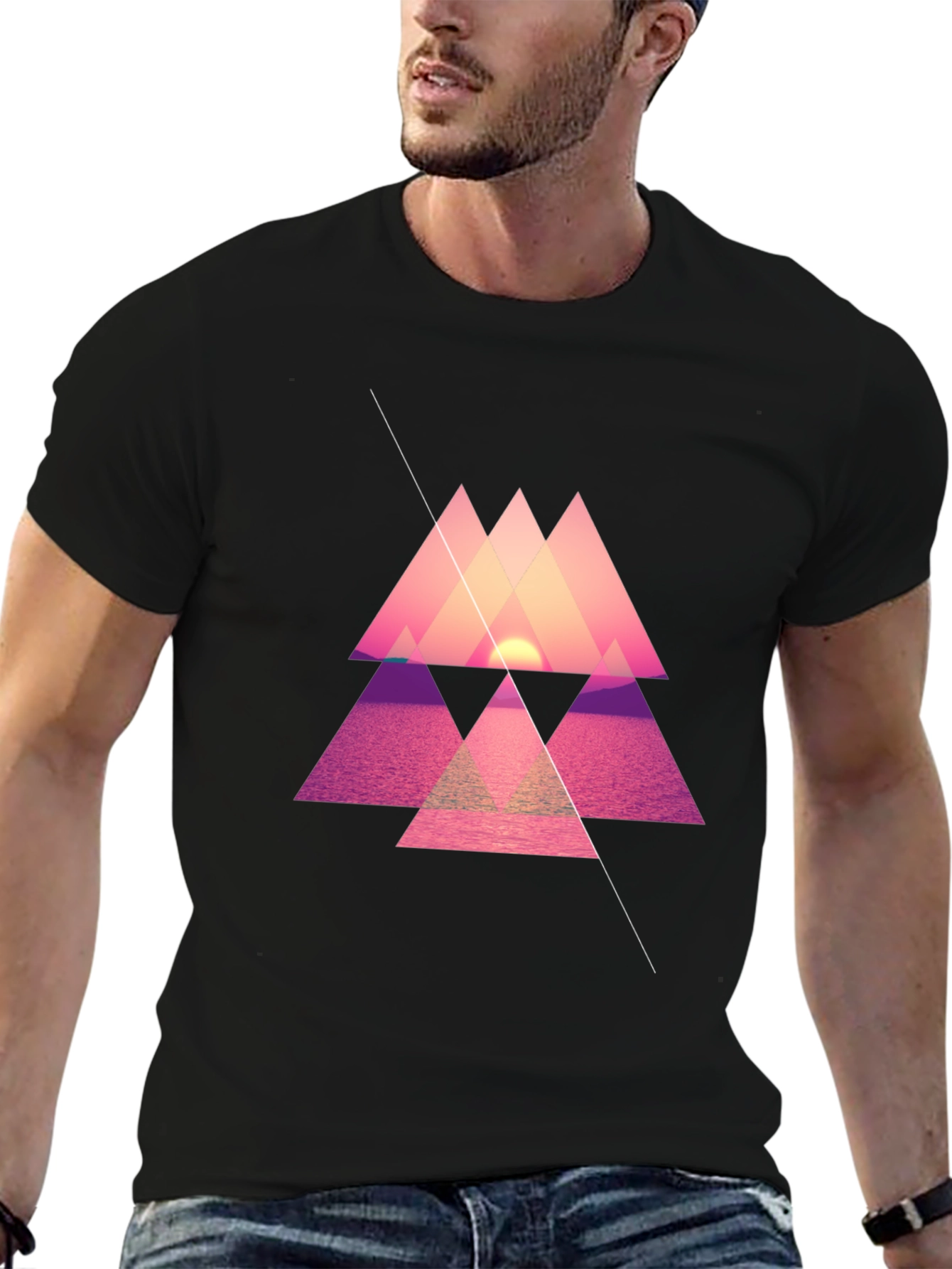 Geometric Sunset T-Shirt - Modern Design