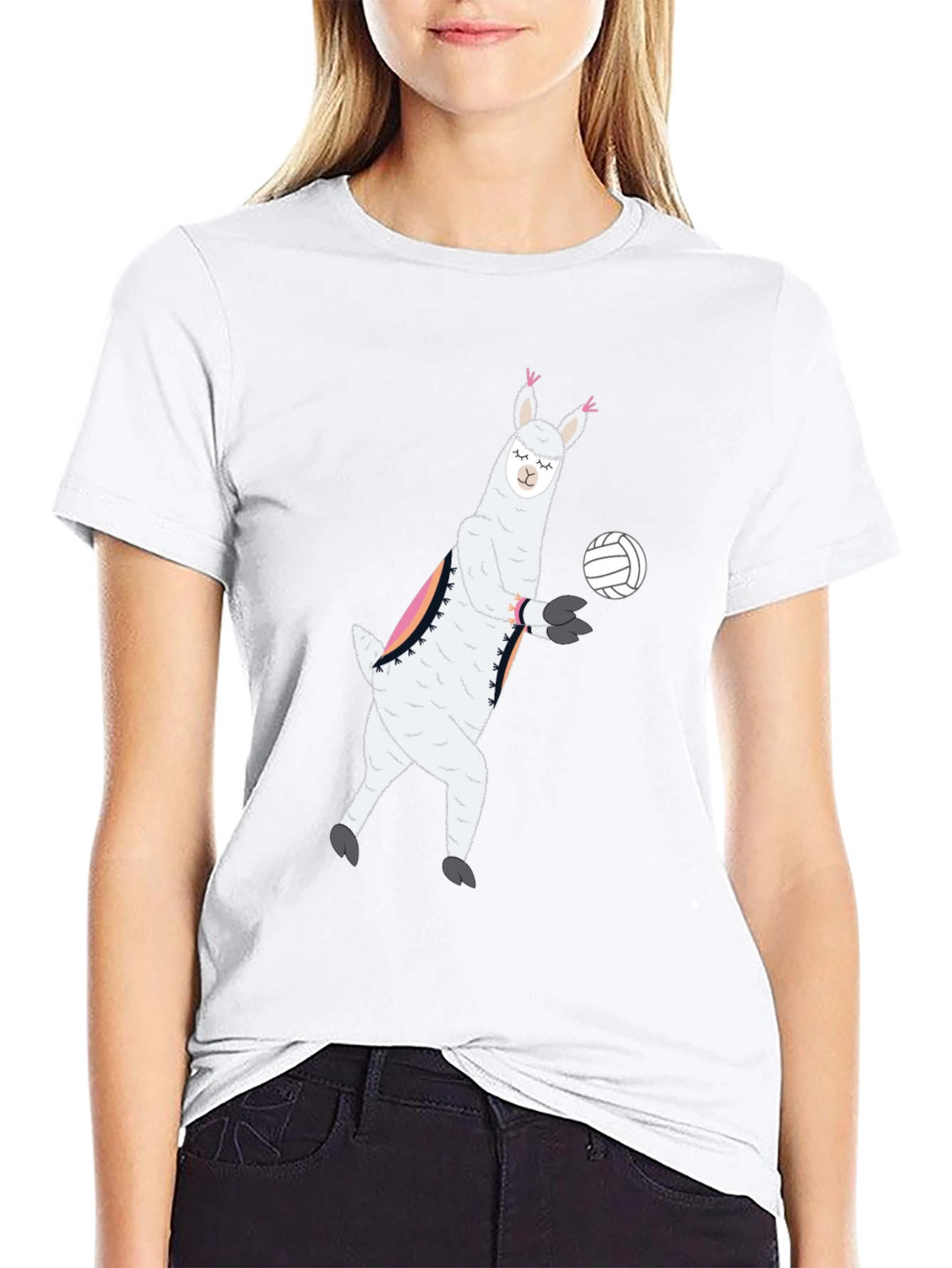 Llama Volleyball Black T-Shirt