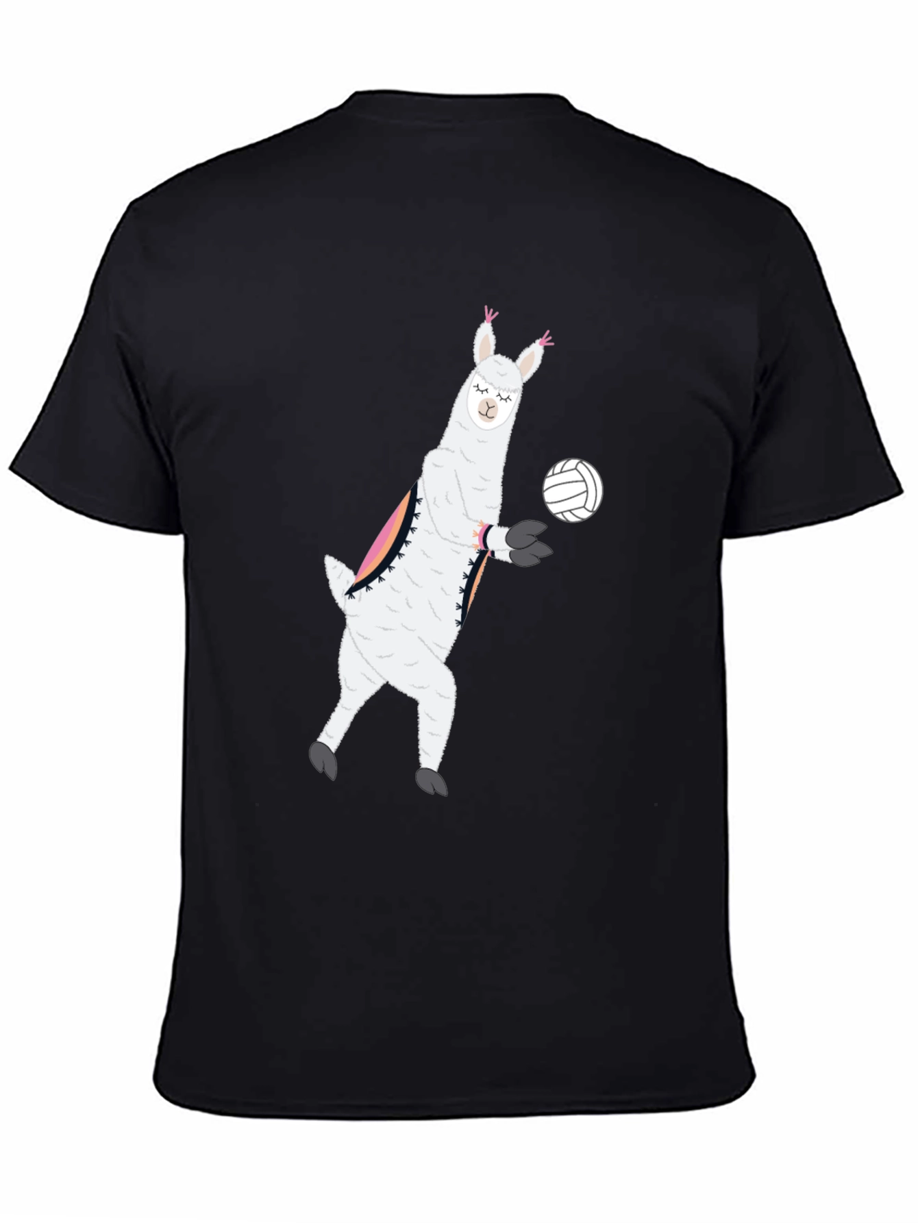 Llama Volleyball Black T-Shirt