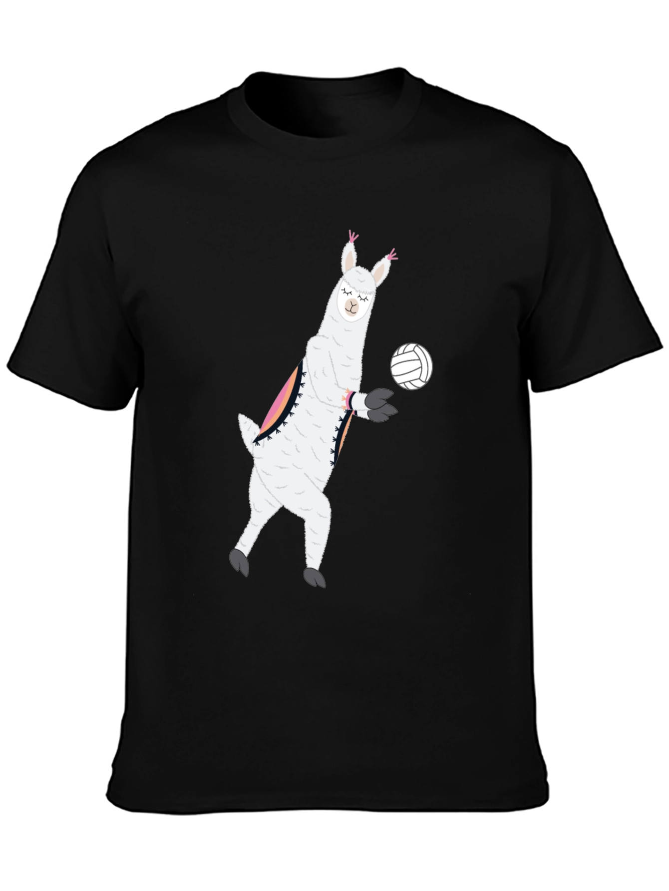 Llama Volleyball Black T-Shirt
