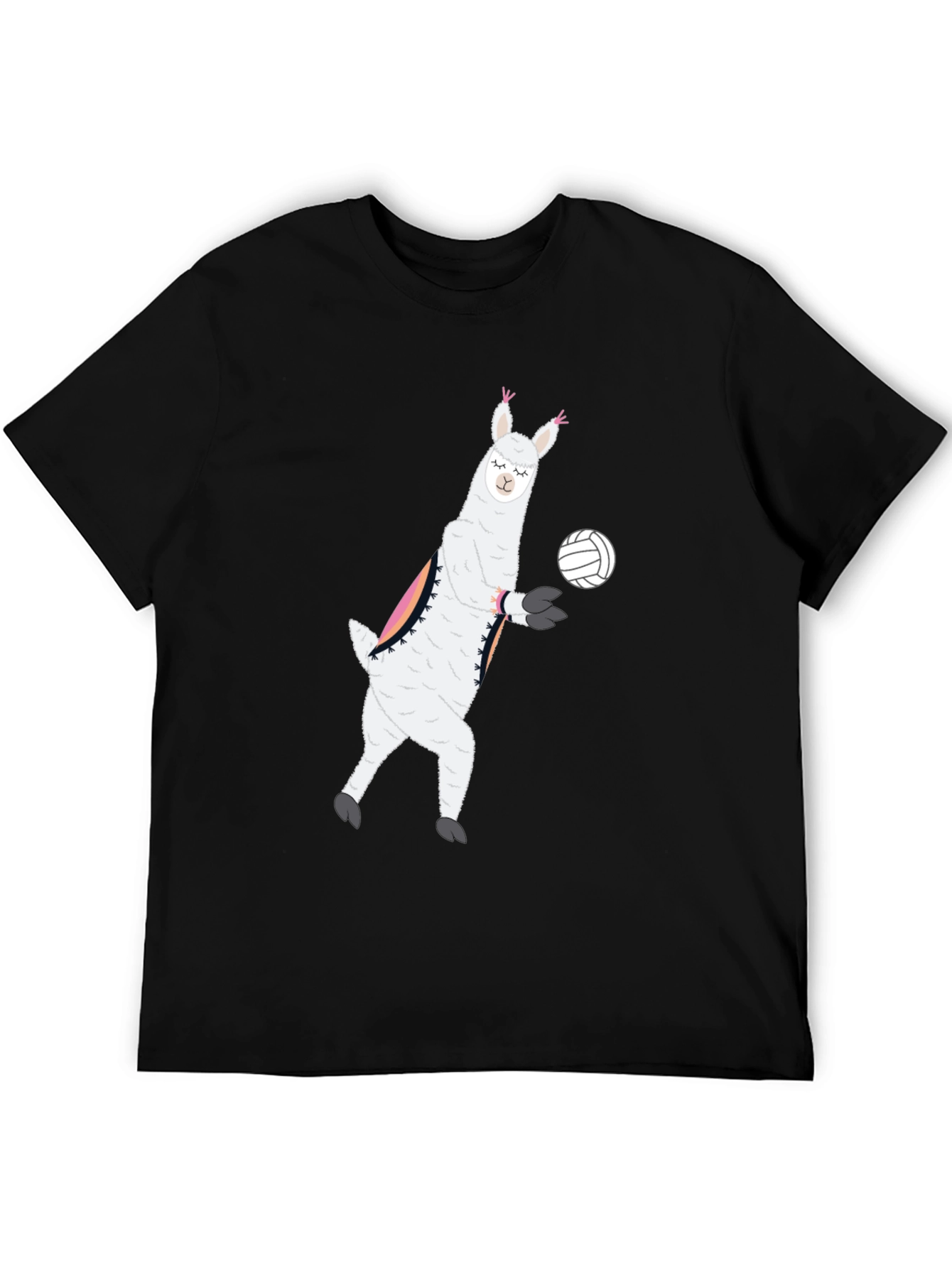Llama Volleyball Black T-Shirt