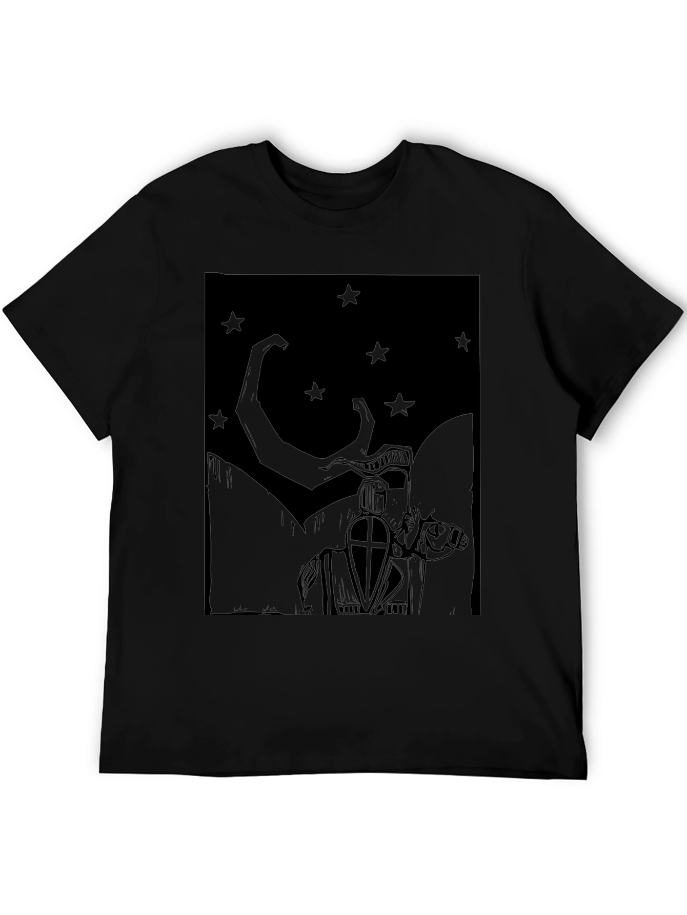 Knight & Stars Graphic Tee - Black Cotton Blend
