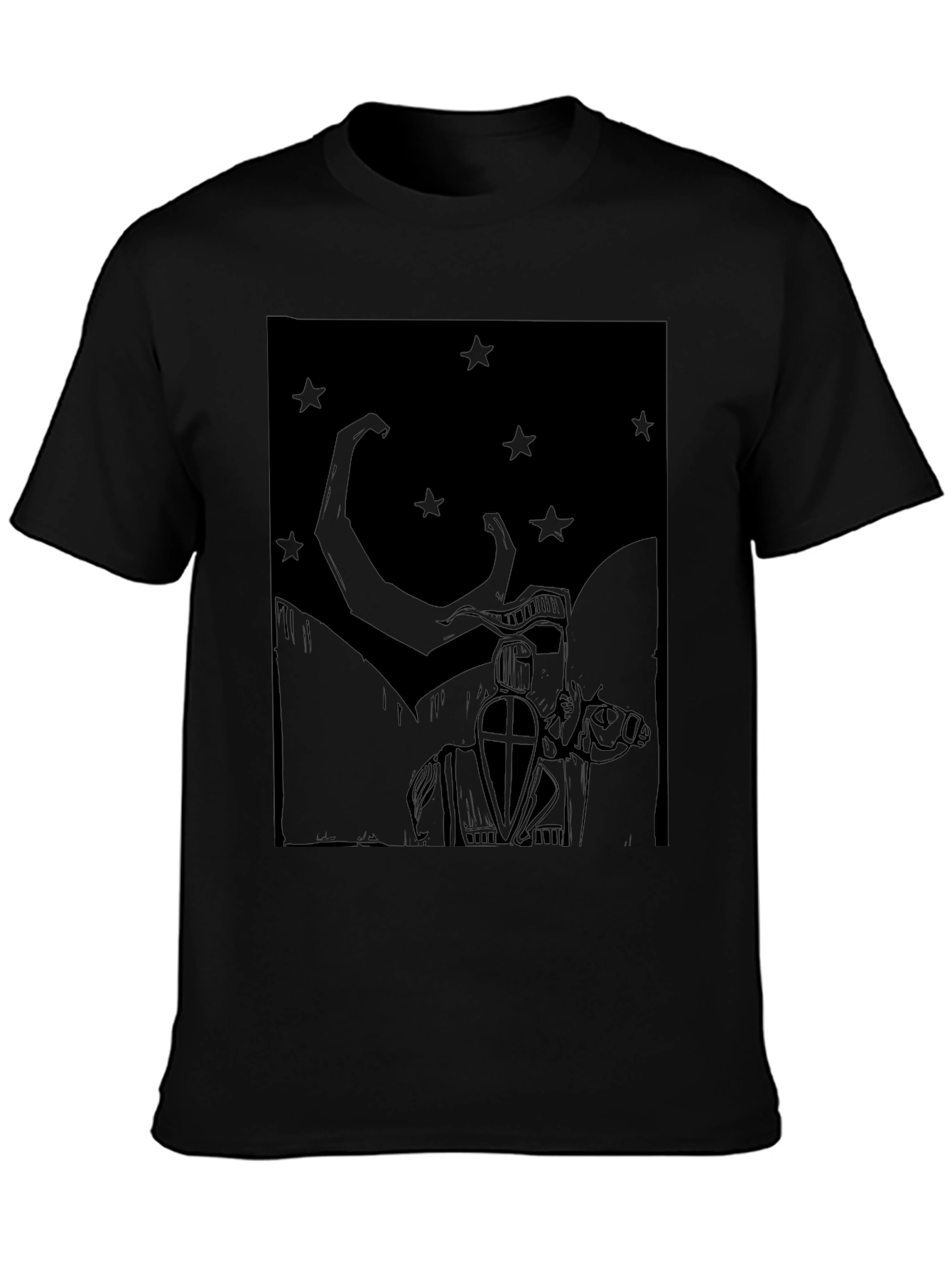 Knight & Stars Graphic Tee - Black Cotton Blend