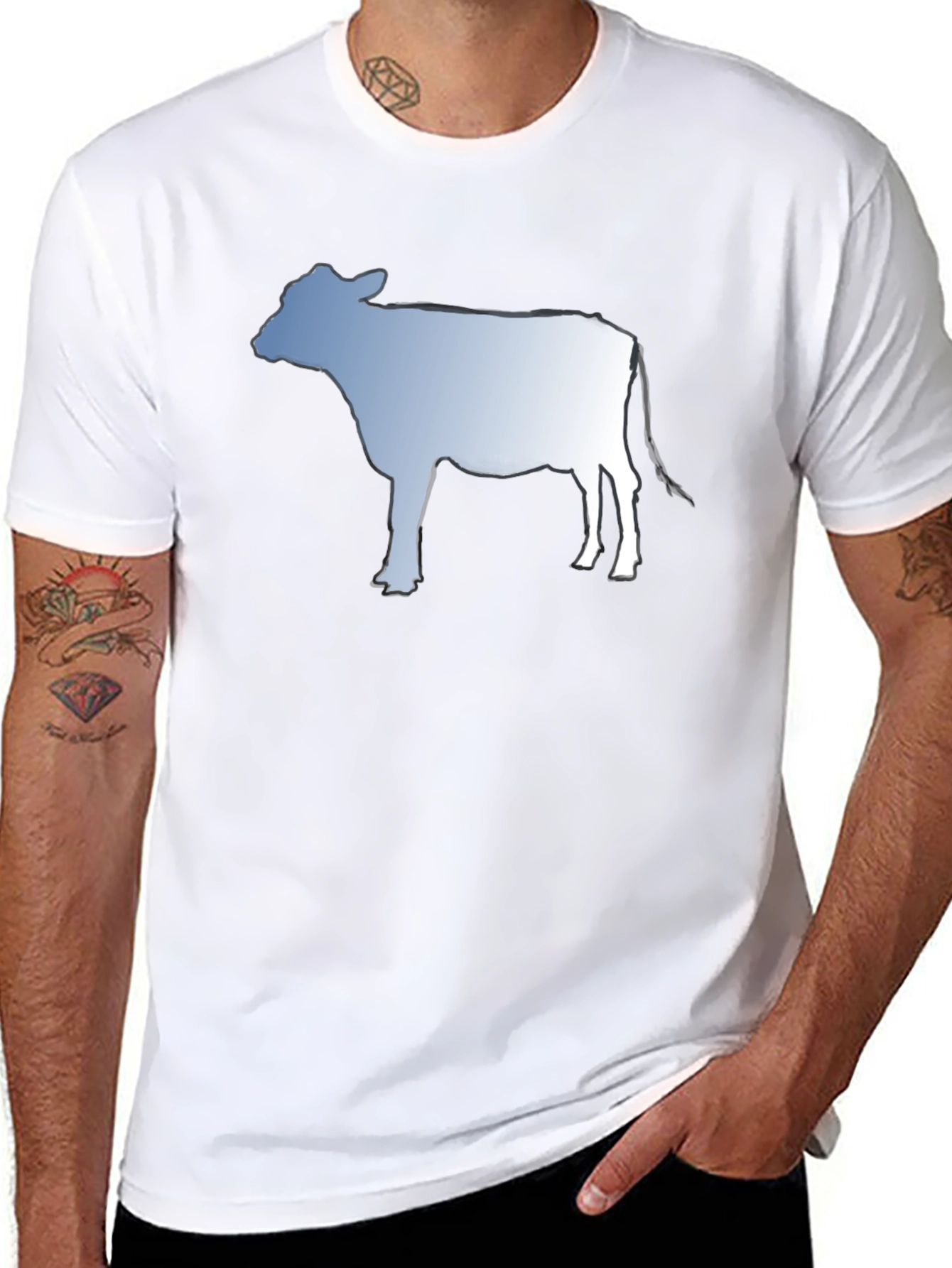 Cow Silhouette Graphic Tee - Black Cotton T-Shirt