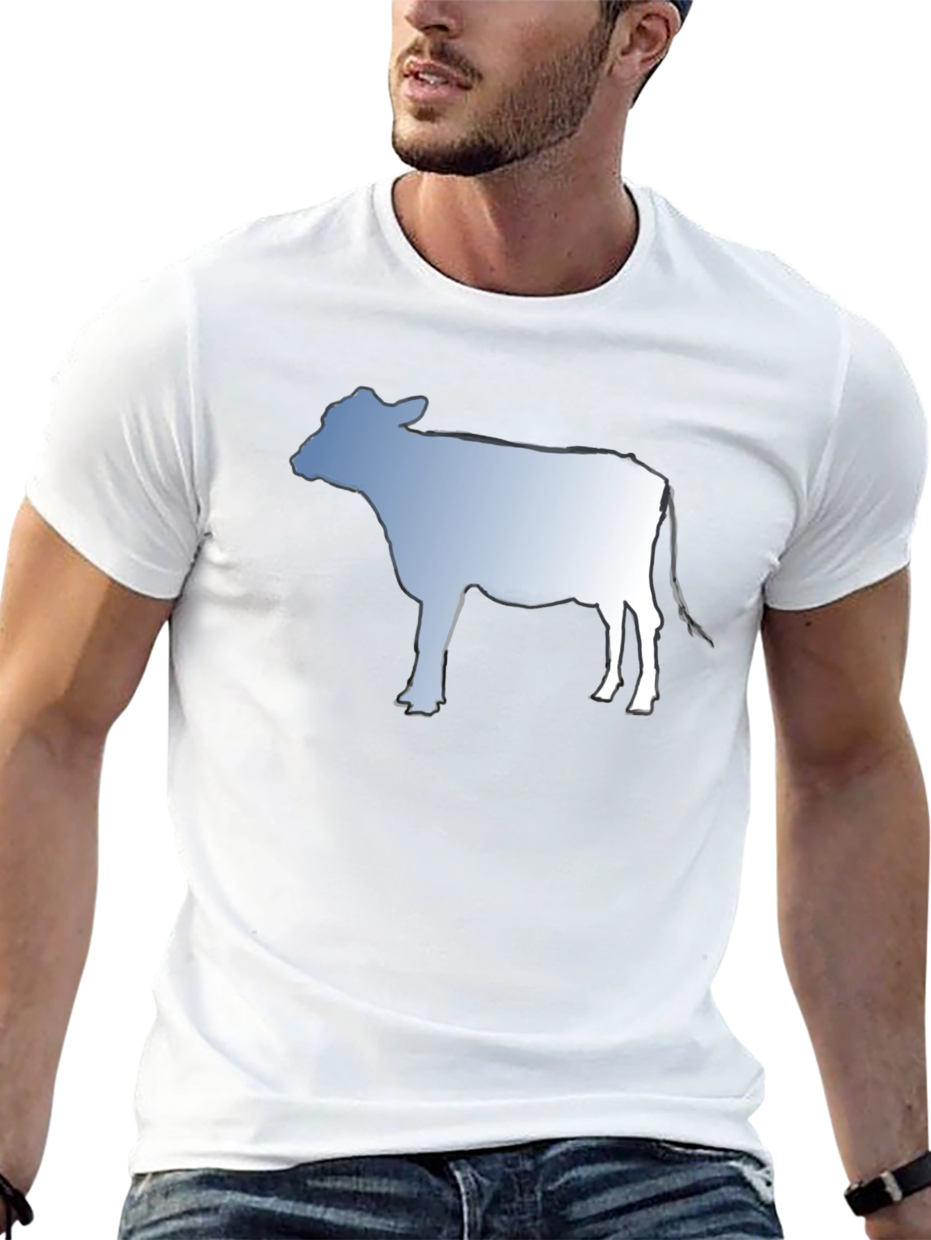 Cow Silhouette Graphic Tee - Black Cotton T-Shirt