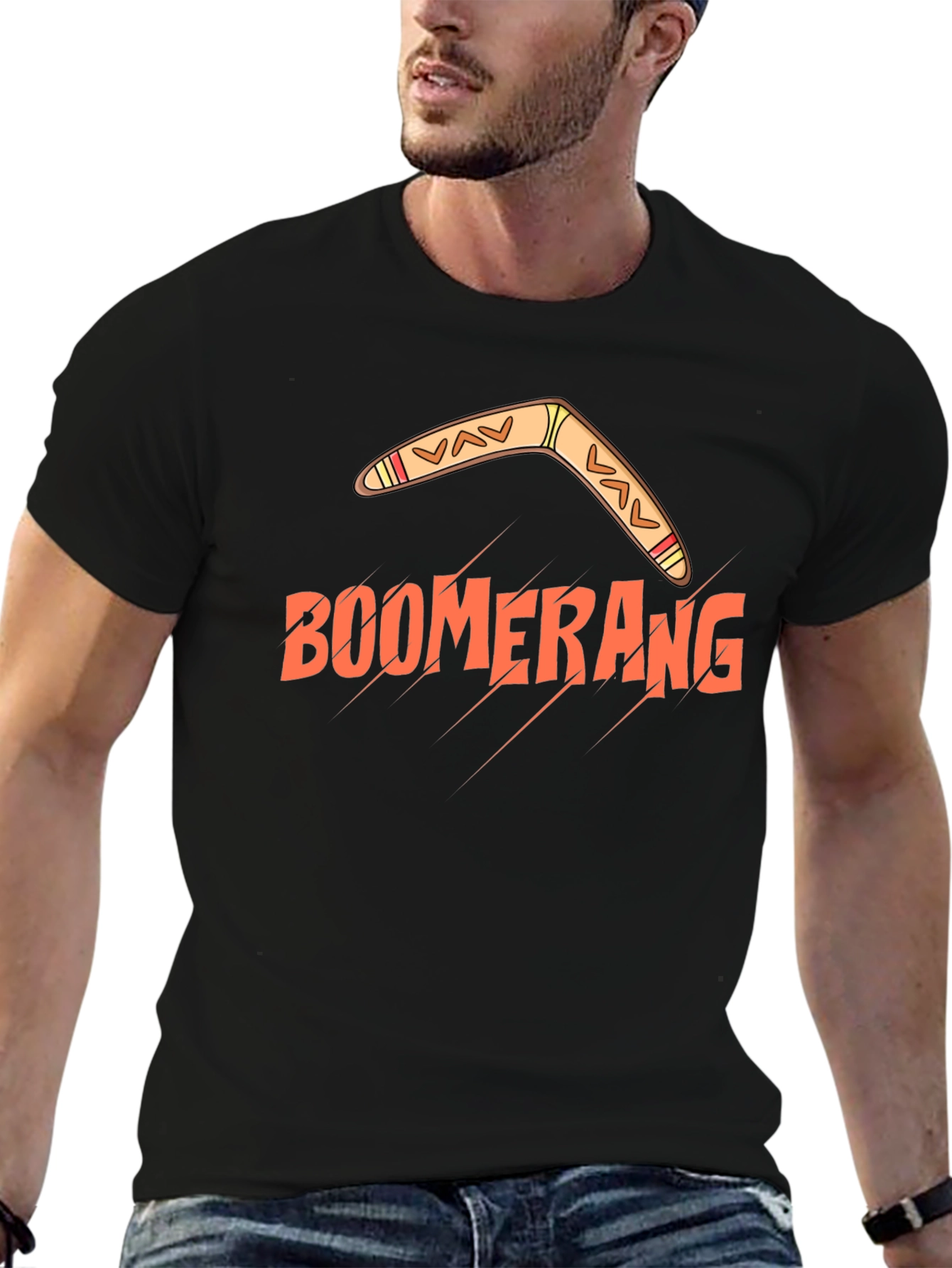 Boomerang Graphic T-Shirt - Black Cotton Tee