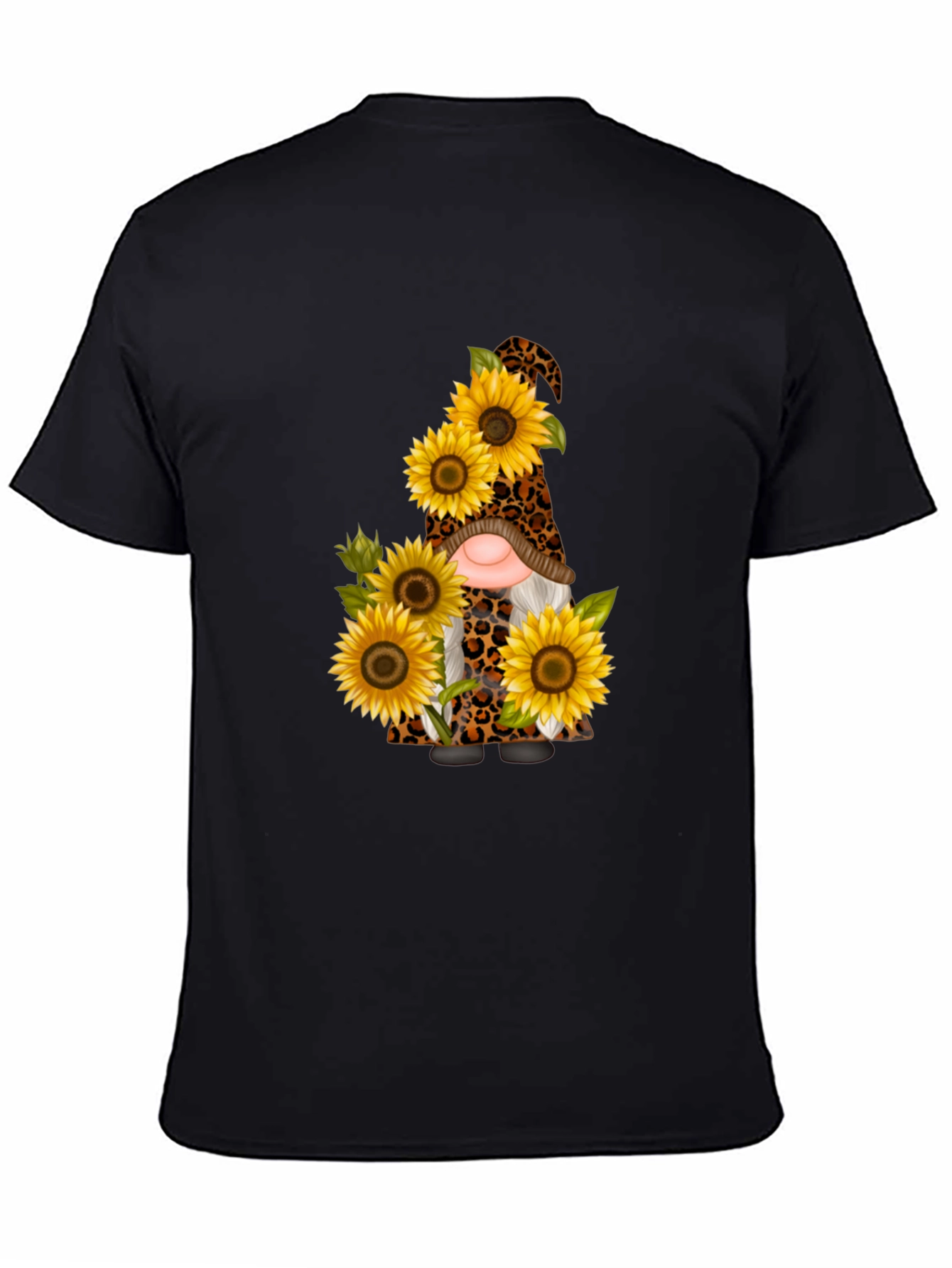Sunflower Leopard Gnome Black Tee