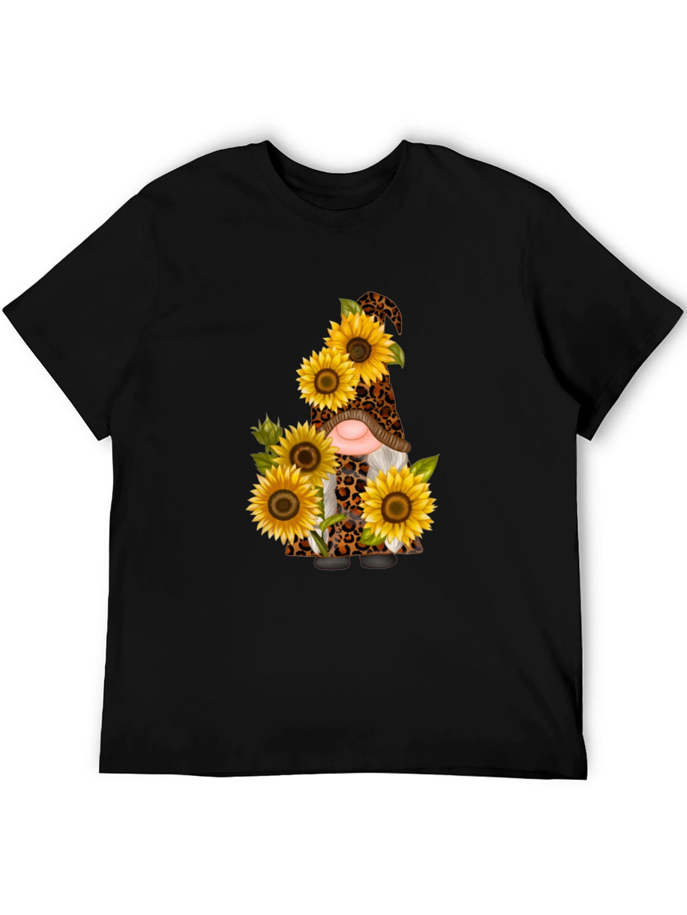 Sunflower Leopard Gnome Black Tee