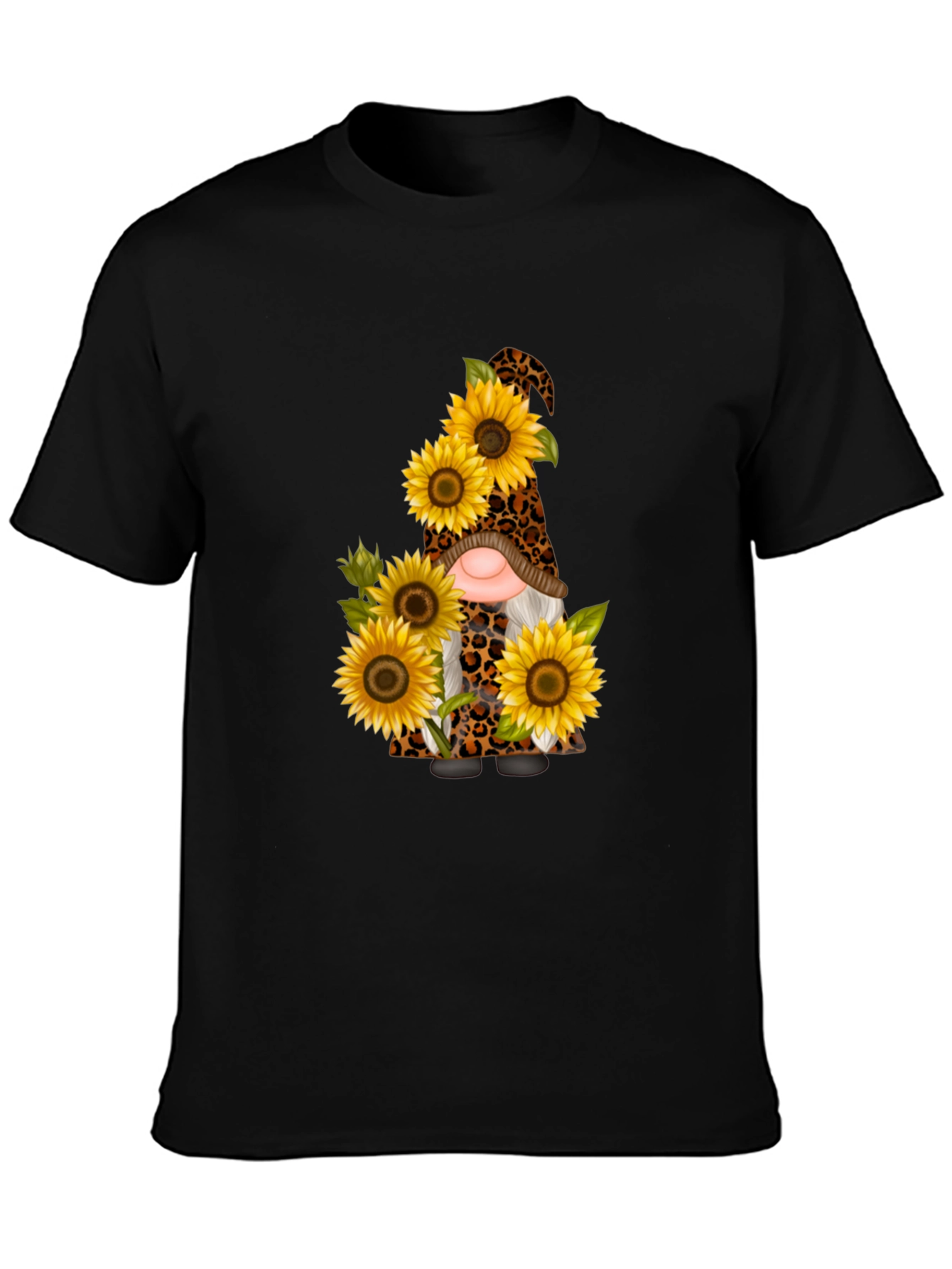 Sunflower Leopard Gnome Black Tee