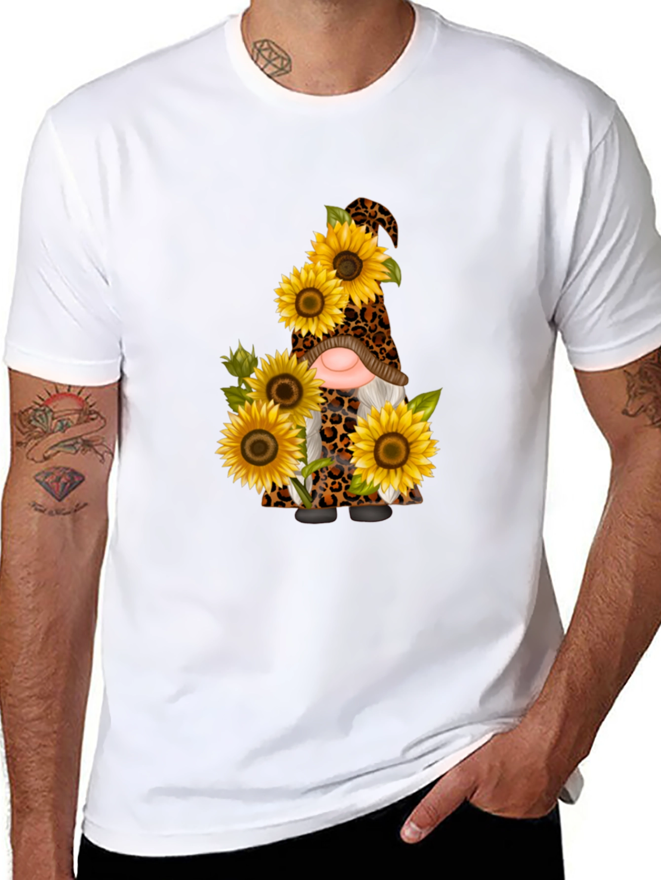 Sunflower Leopard Gnome Black Tee