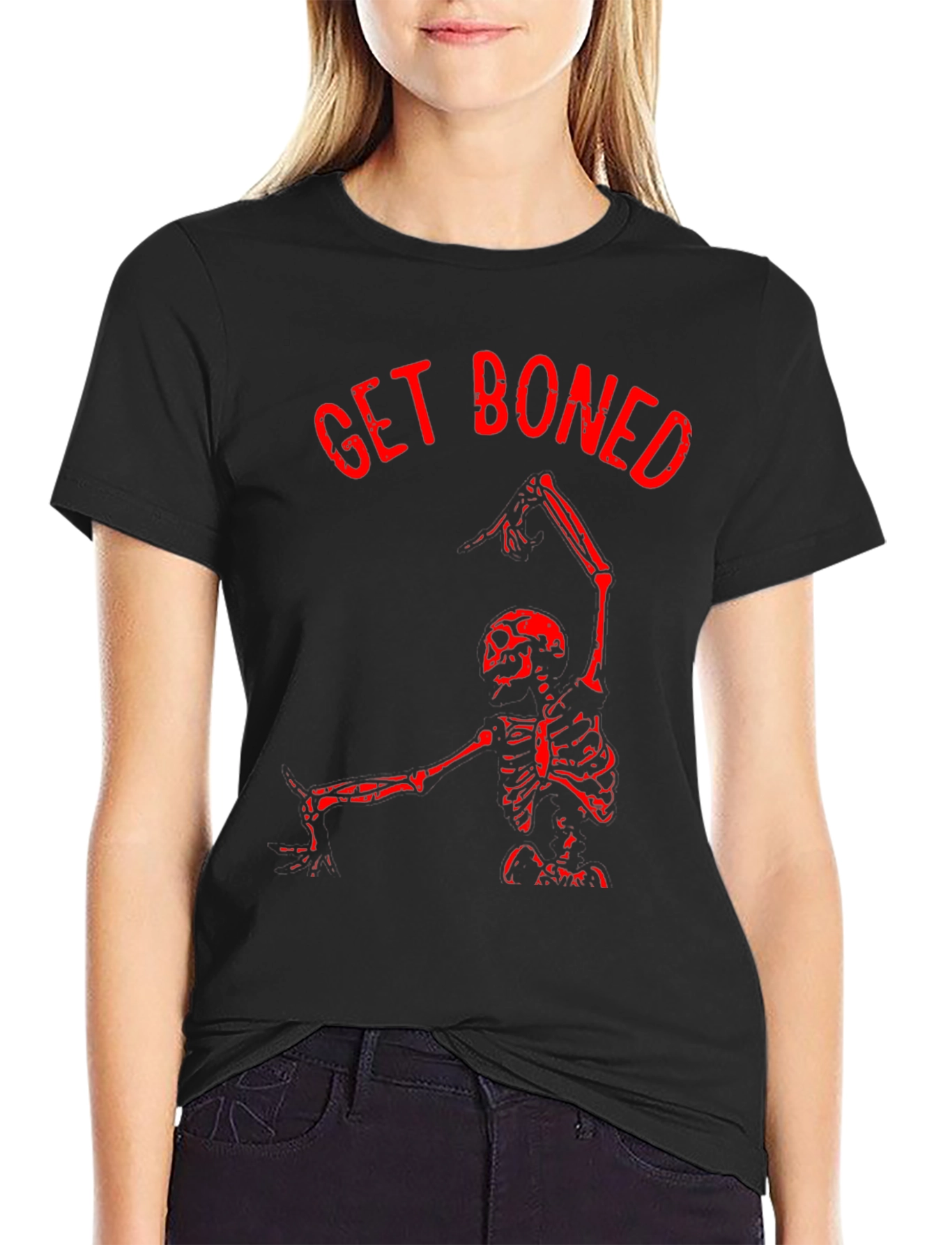 Get Boned Skeleton Graphic T-Shirt - Black