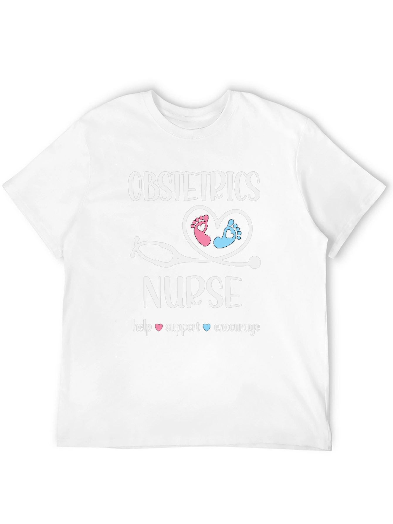 Obstetrics Nurse T-Shirt: Heart & Stethoscope Design