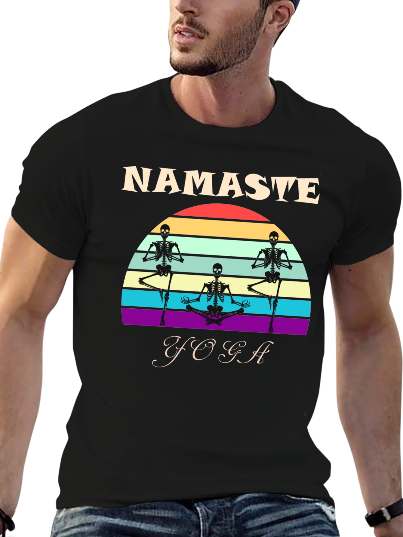 Namaste Yoga Skeleton Graphic T-Shirt