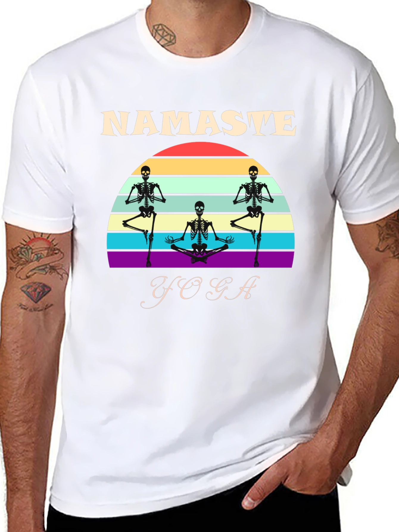 Namaste Yoga Skeleton Graphic T-Shirt