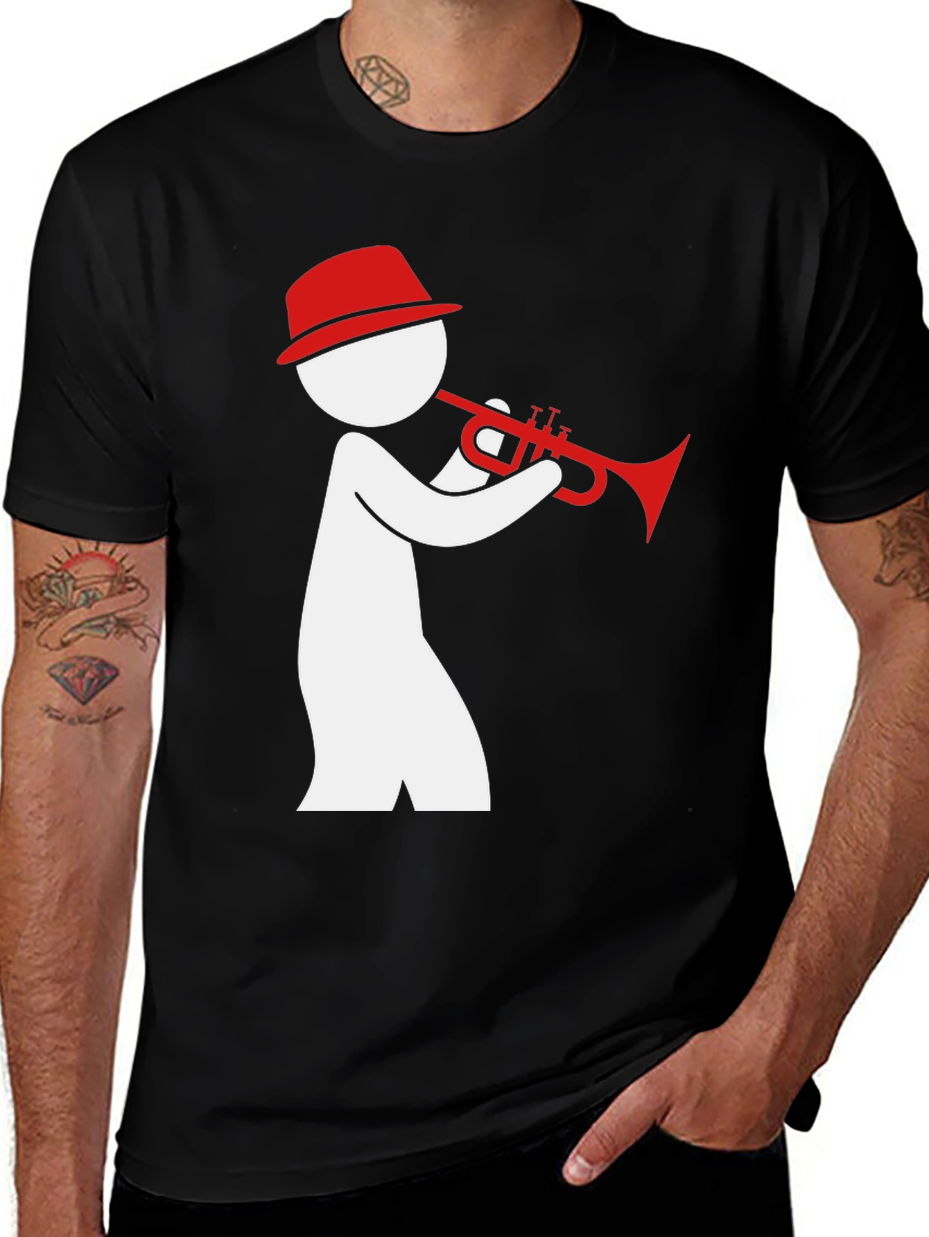 Jazz Trumpet Player Graphic Tee - Black