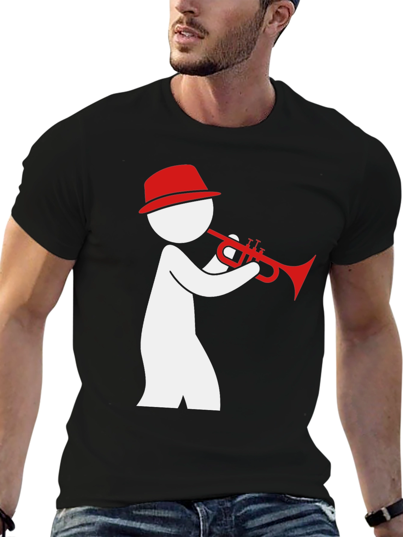 Jazz Trumpet Player Graphic Tee - Black