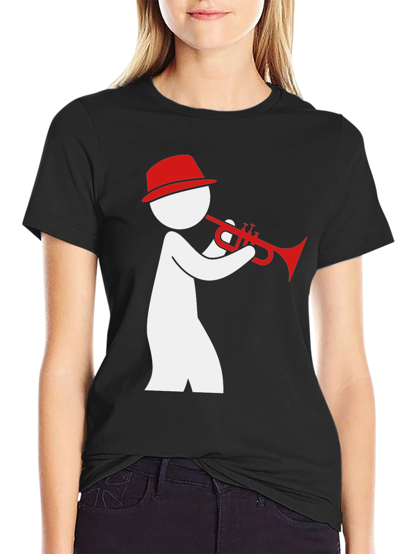 Jazz Trumpet Player Graphic Tee - Black