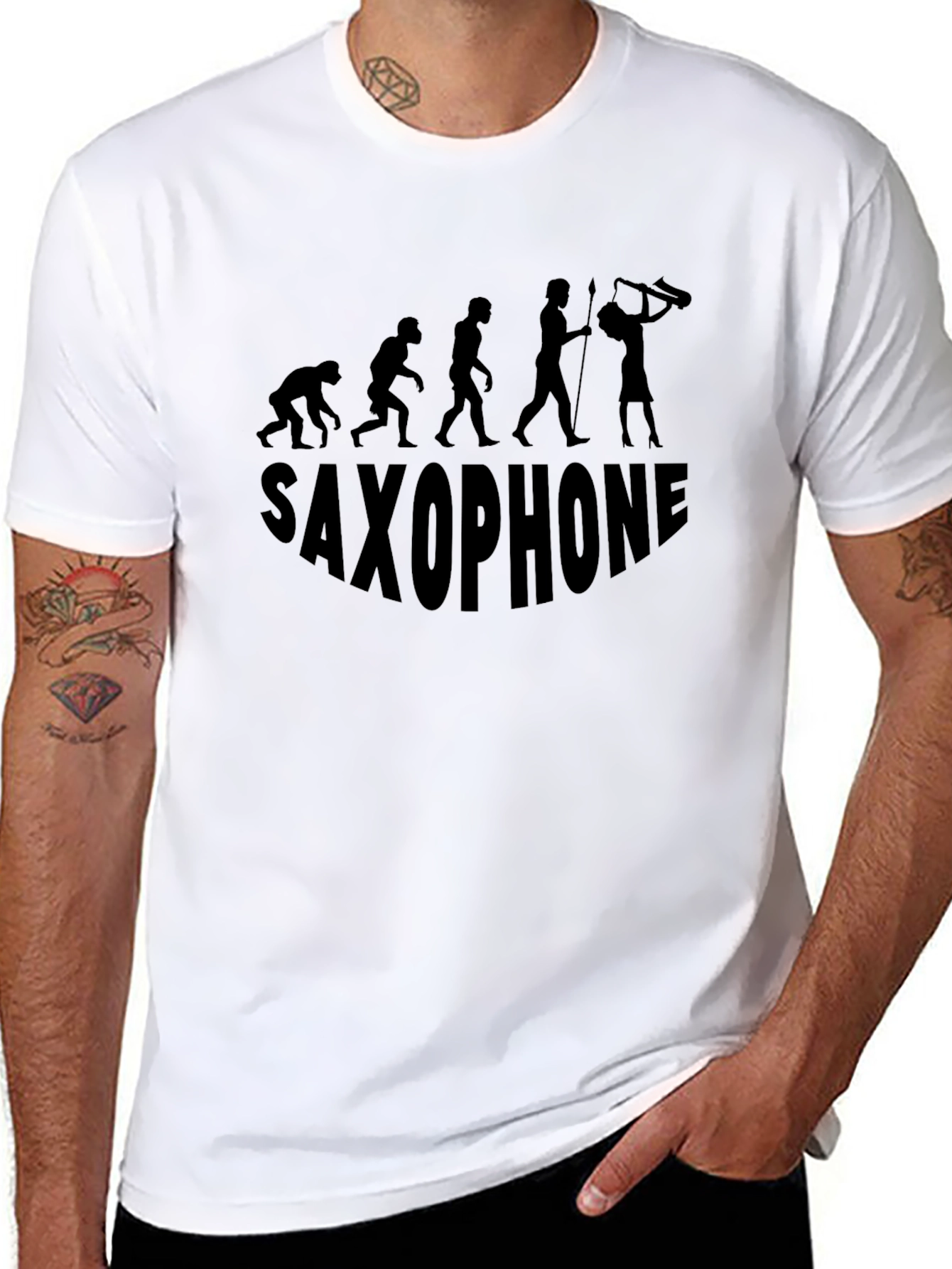 Saxophone Evolution Mens Black T-Shirt