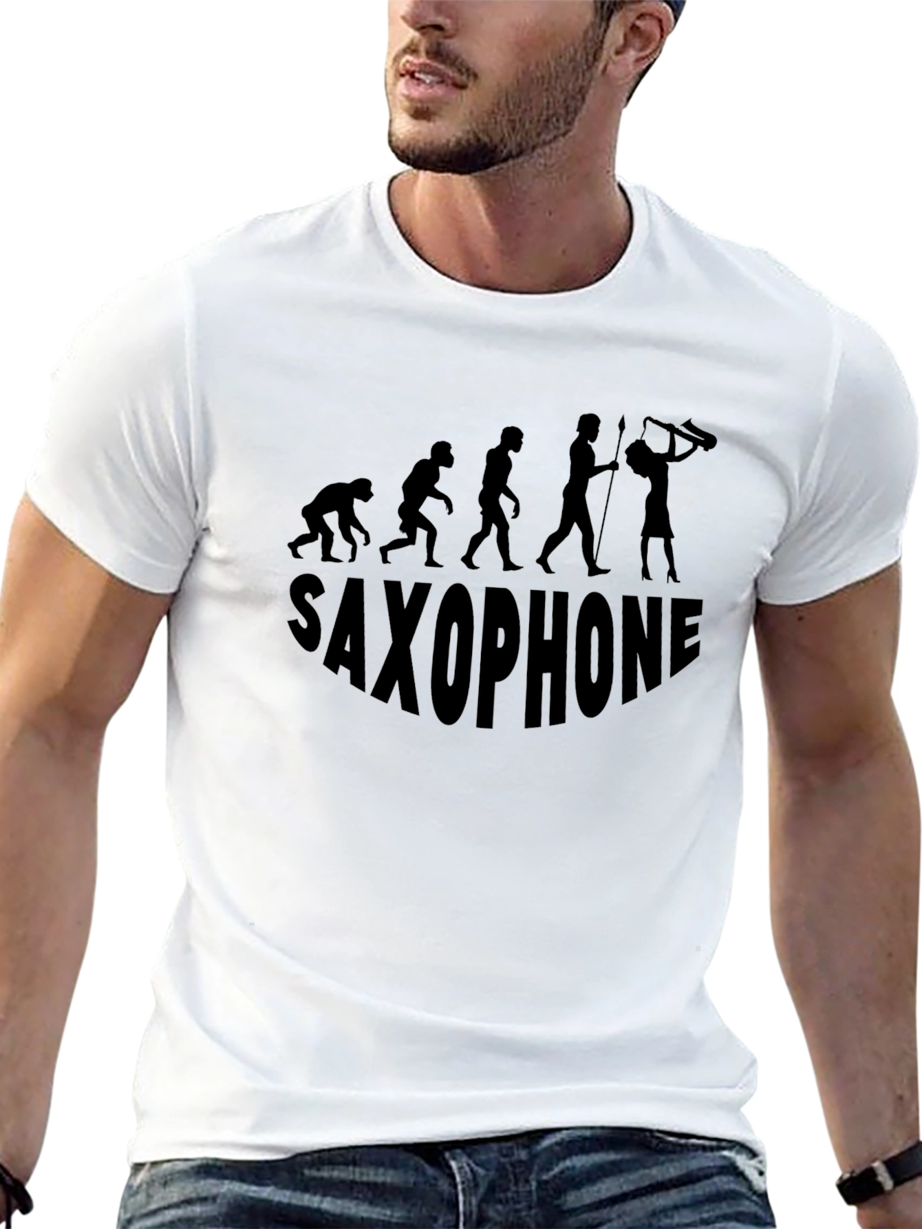 Saxophone Evolution Mens Black T-Shirt