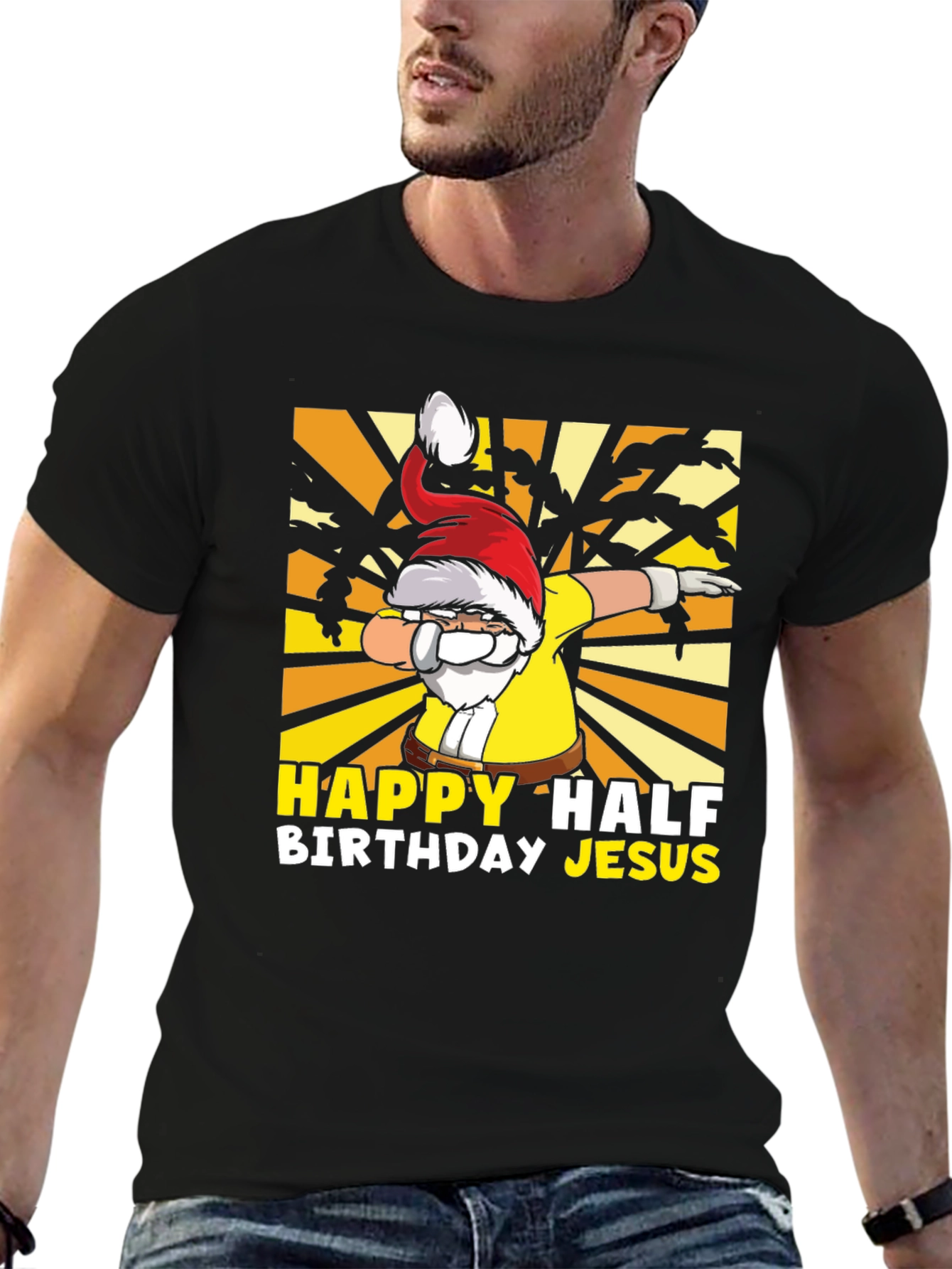 Happy Half Birthday Jesus Dabbing Santa T-Shirt