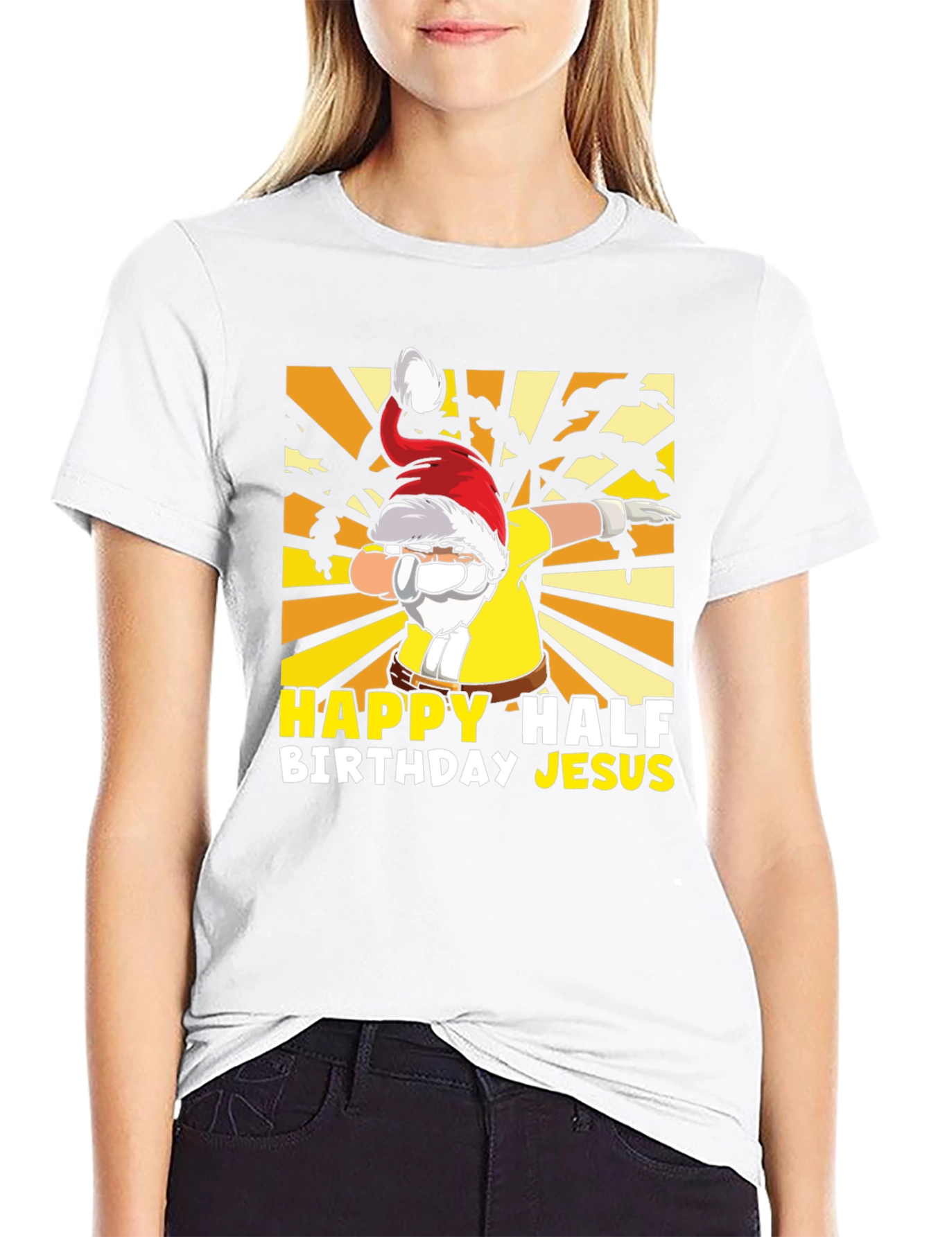 Happy Half Birthday Jesus Dabbing Santa T-Shirt