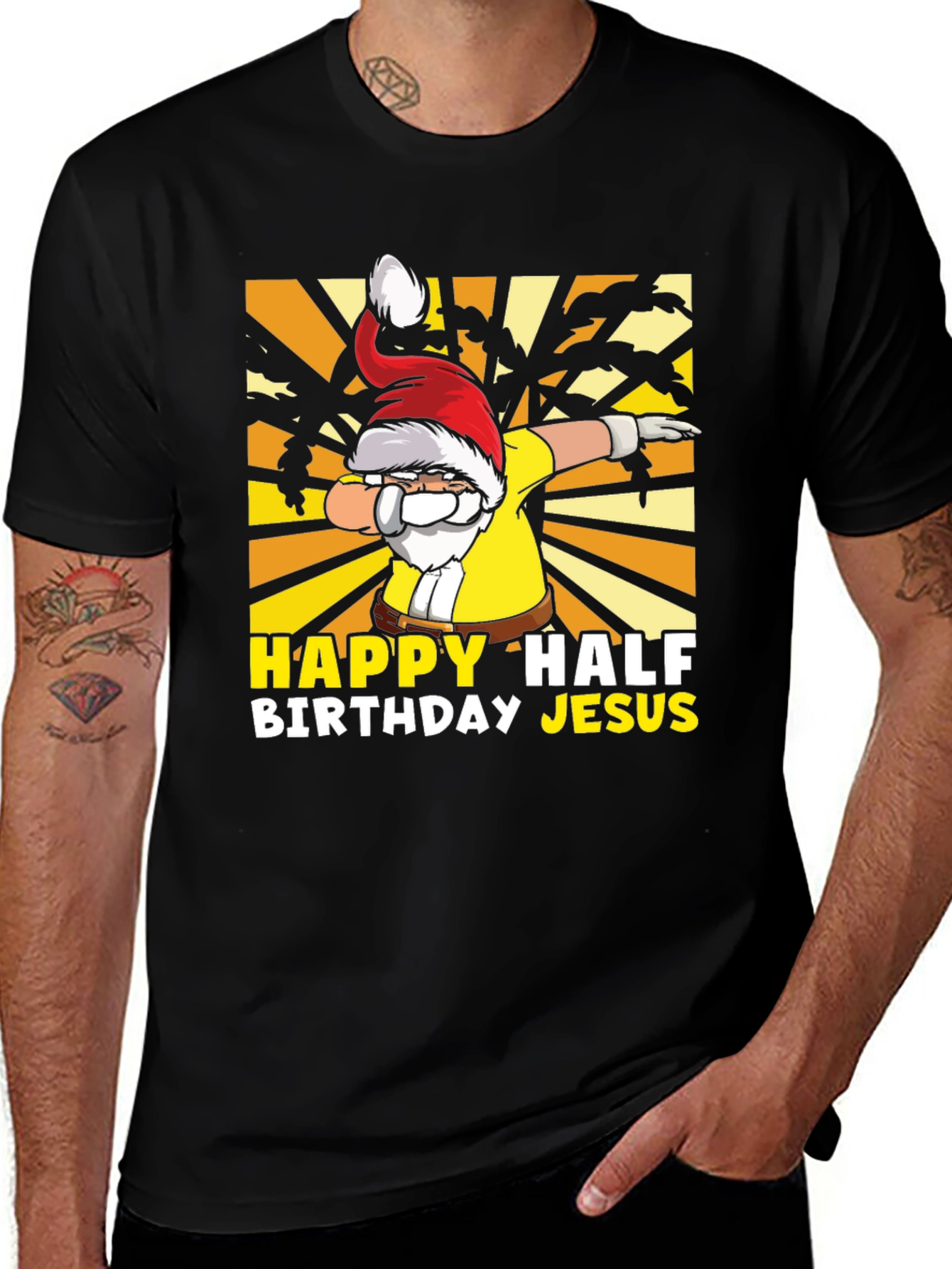 Happy Half Birthday Jesus Dabbing Santa T-Shirt