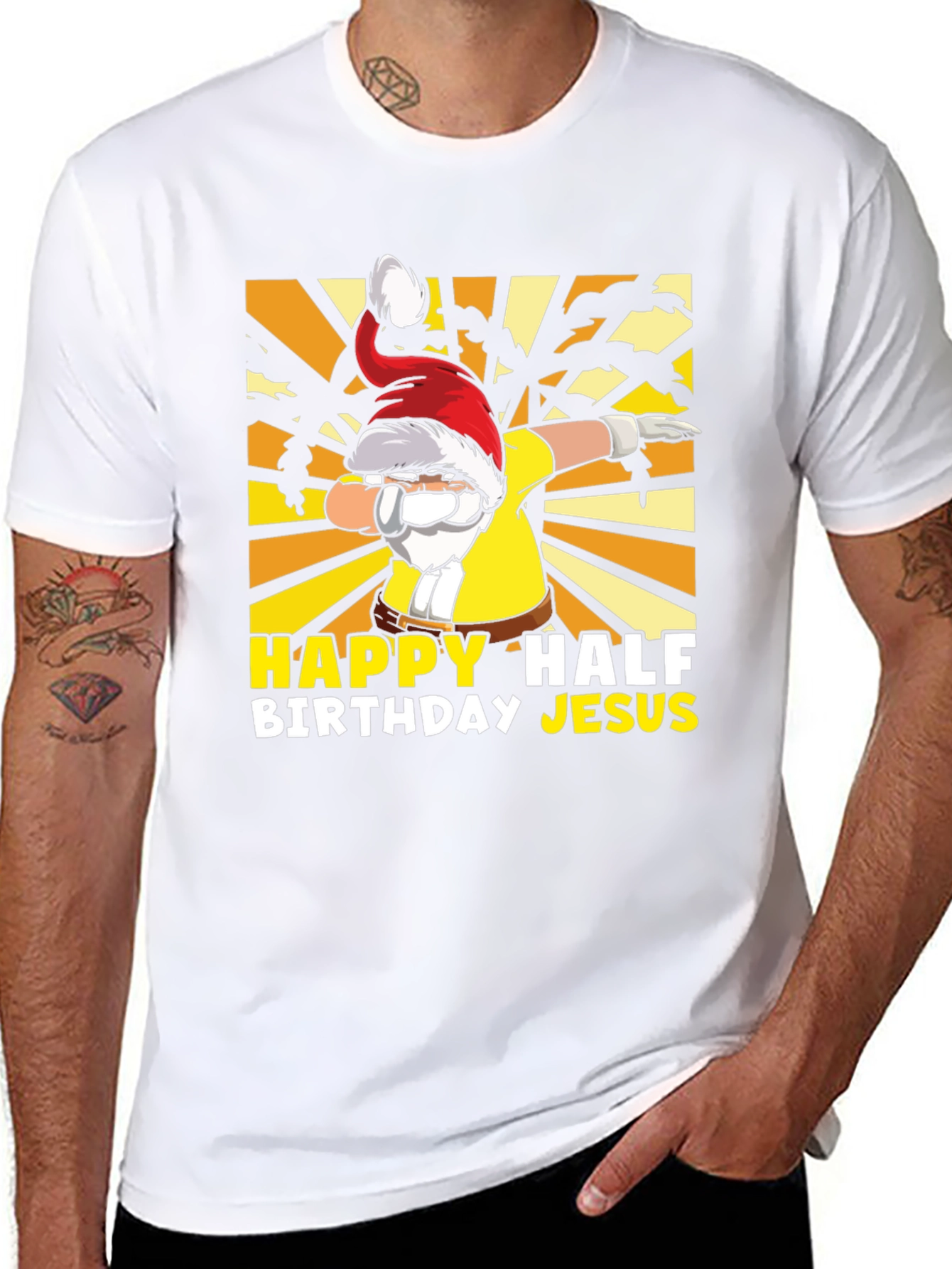 Happy Half Birthday Jesus Dabbing Santa T-Shirt
