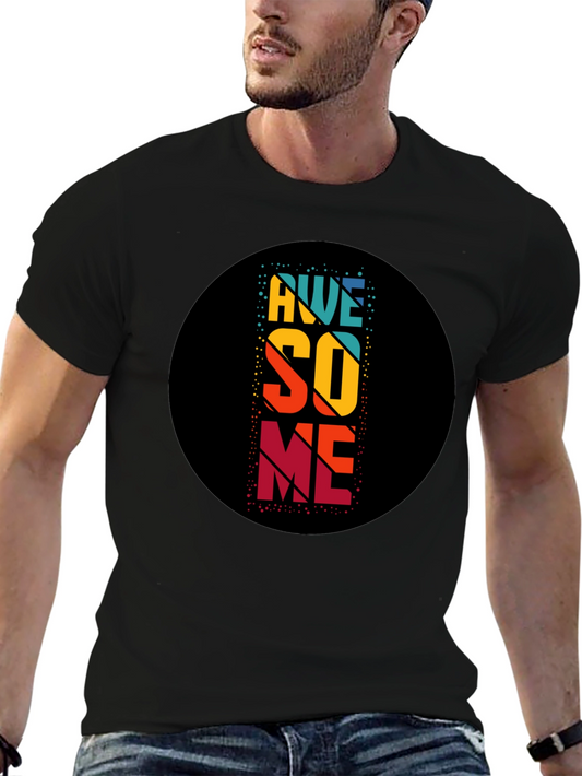 Awesome Retro Style Graphic Tee - Black Cotton Blend