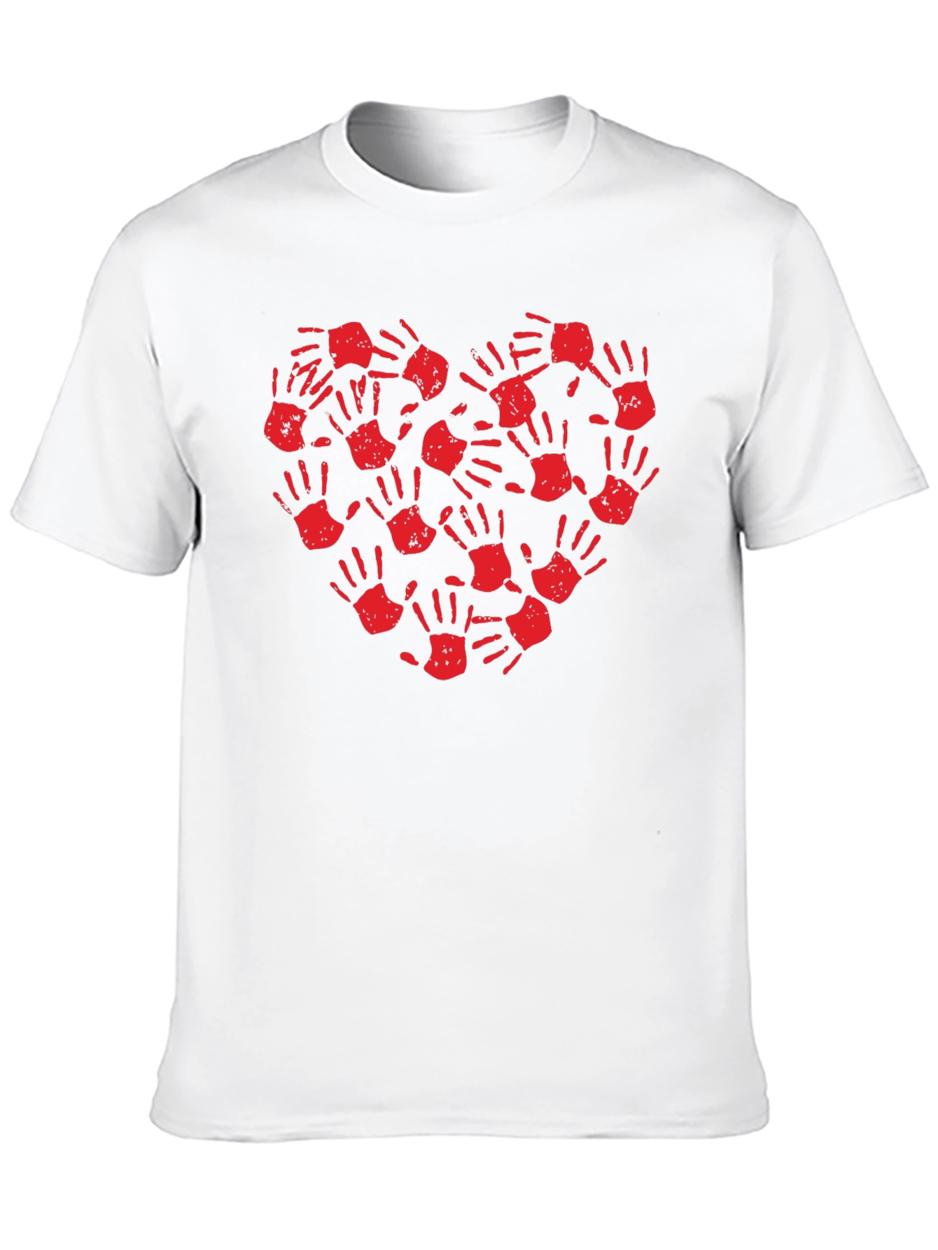 Heart Handprint T-Shirt - Black Crew Neck Tee