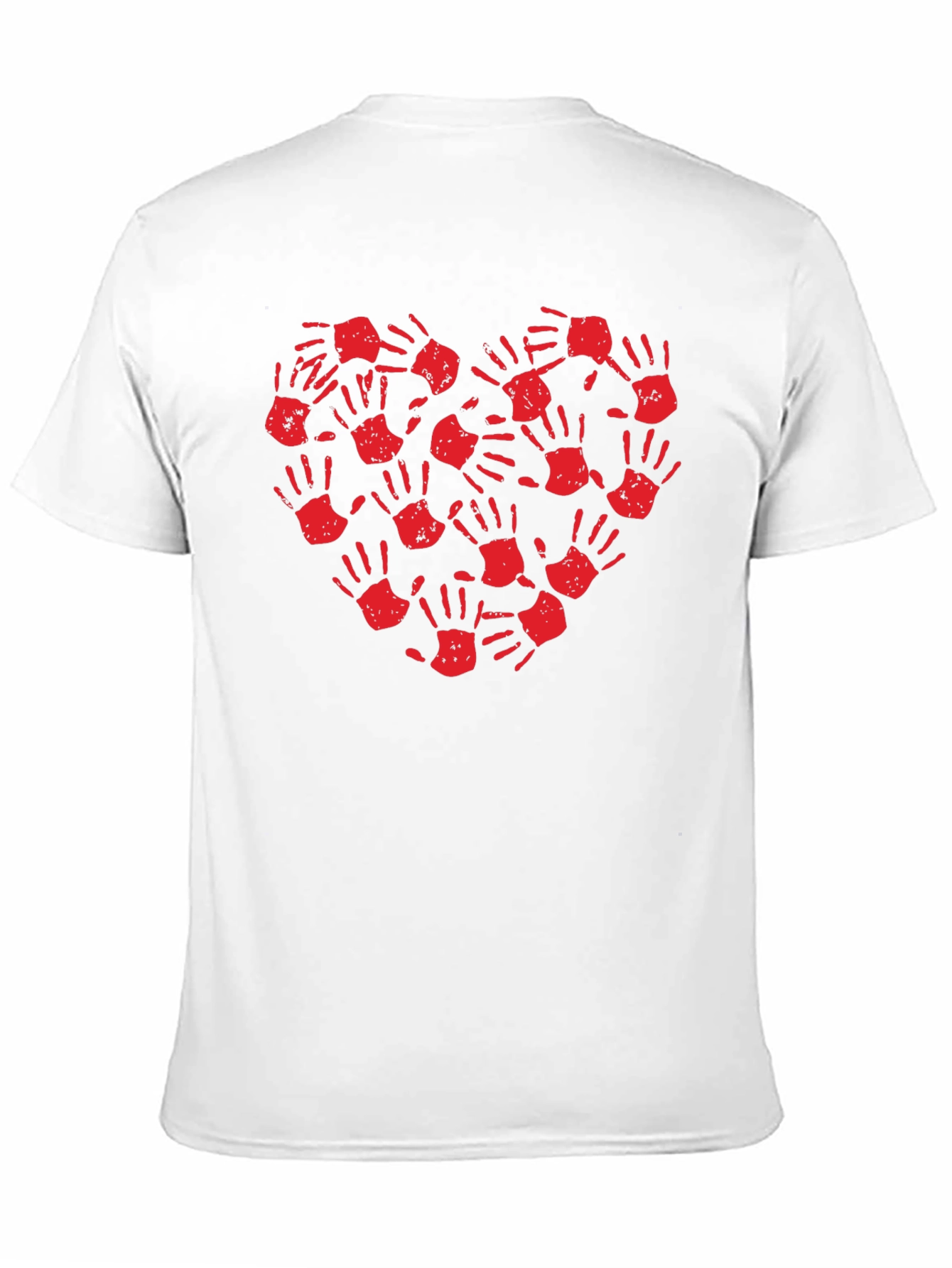 Heart Handprint T-Shirt - Black Crew Neck Tee