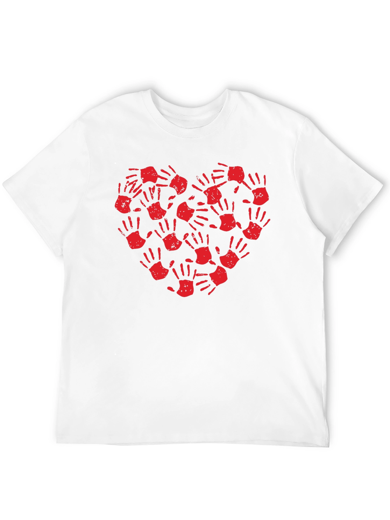 Heart Handprint T-Shirt - Black Crew Neck Tee
