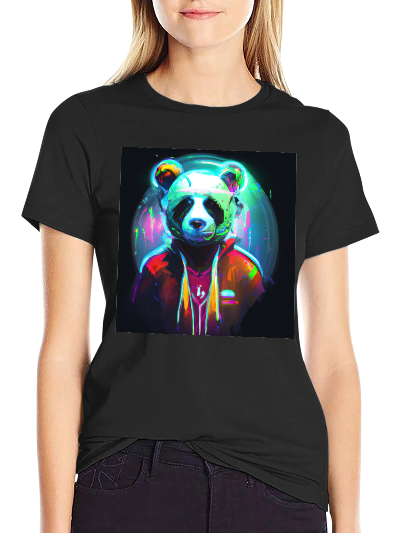 Cool Panda Graphic T-Shirt - Unique Neon Design
